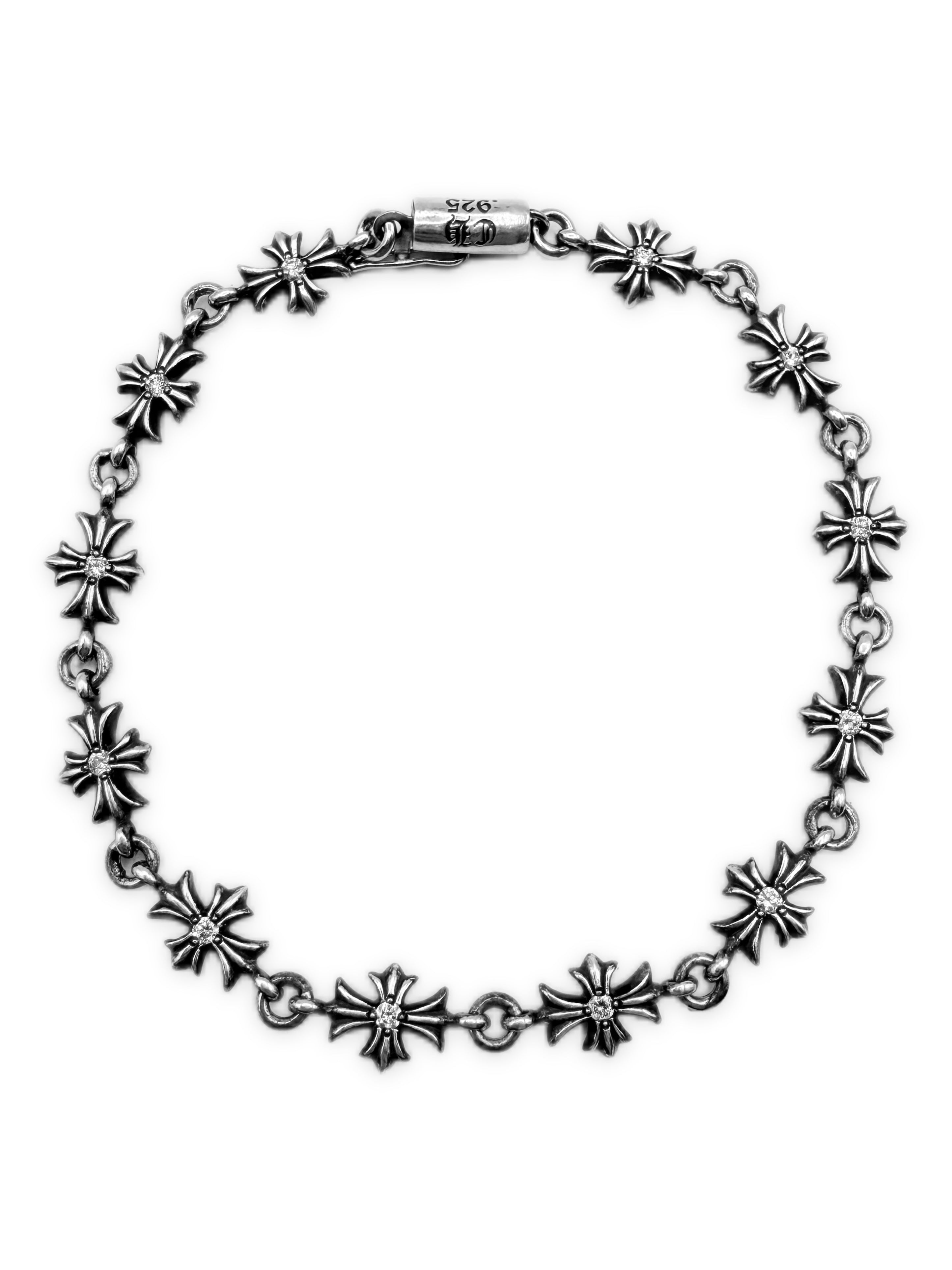Chrome Hearts Tiny E Diamond Factory Set .925 Silver 7 inch Bracelet