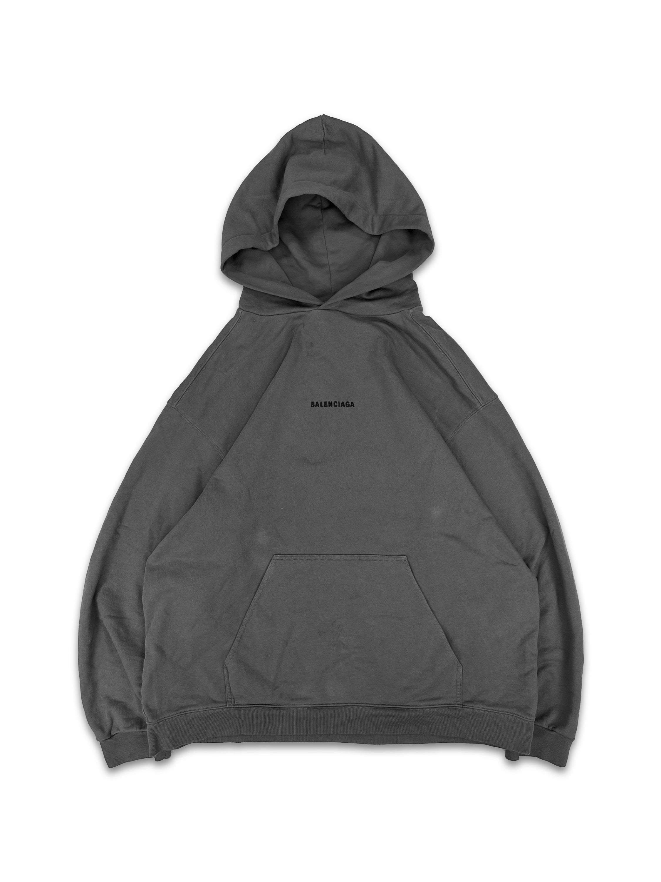 Balenciaga Embroidered Logo Slate Grey Heavy Weight Hoodie