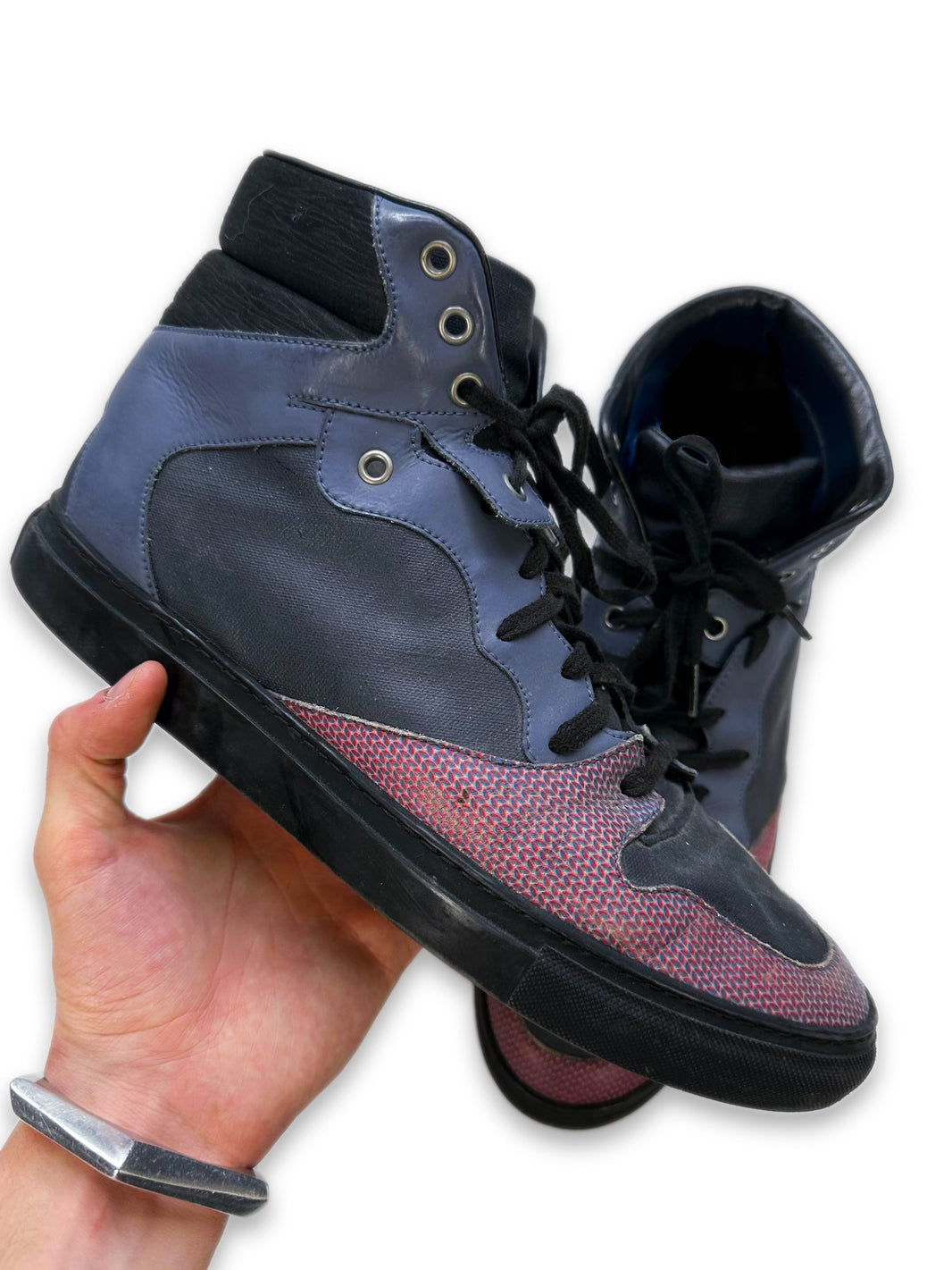 00s Balenciaga Pannelled Leather Hi-top Sneakers