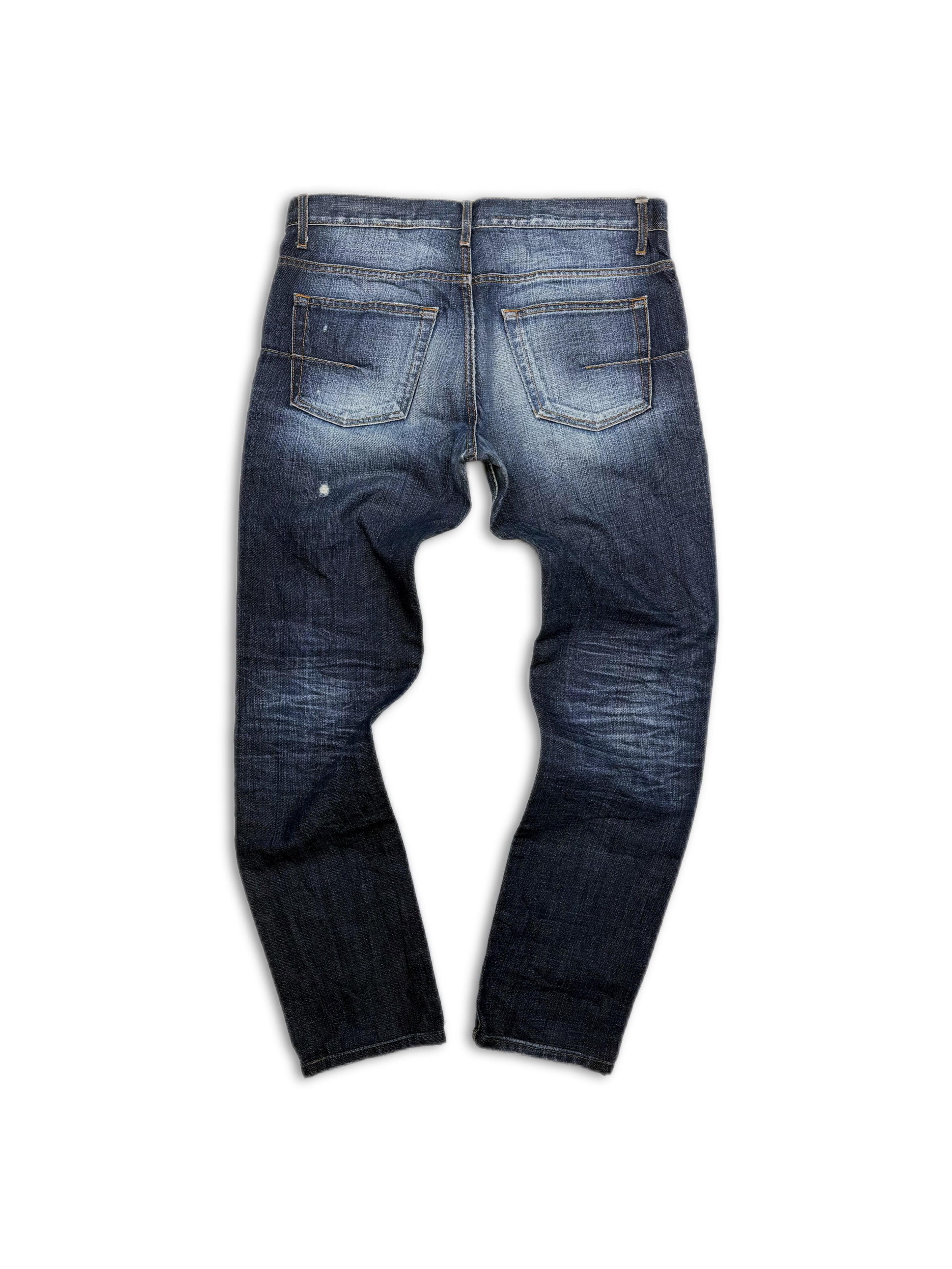 00s Dior by Hedi Slimane Blue Distressed Washed Denim