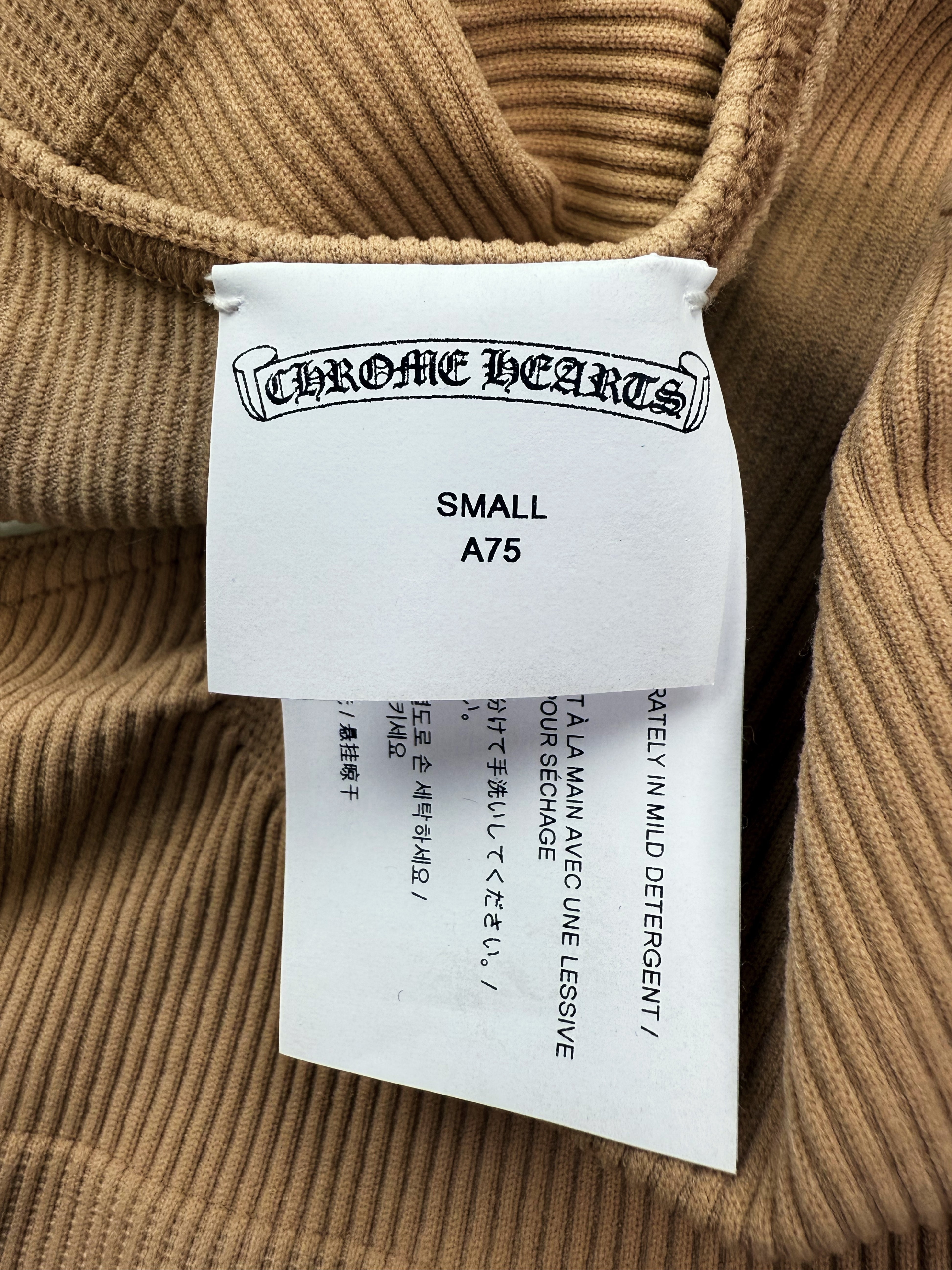 Chrome Hearts Ribbed Beige CH Logo Sports Bra