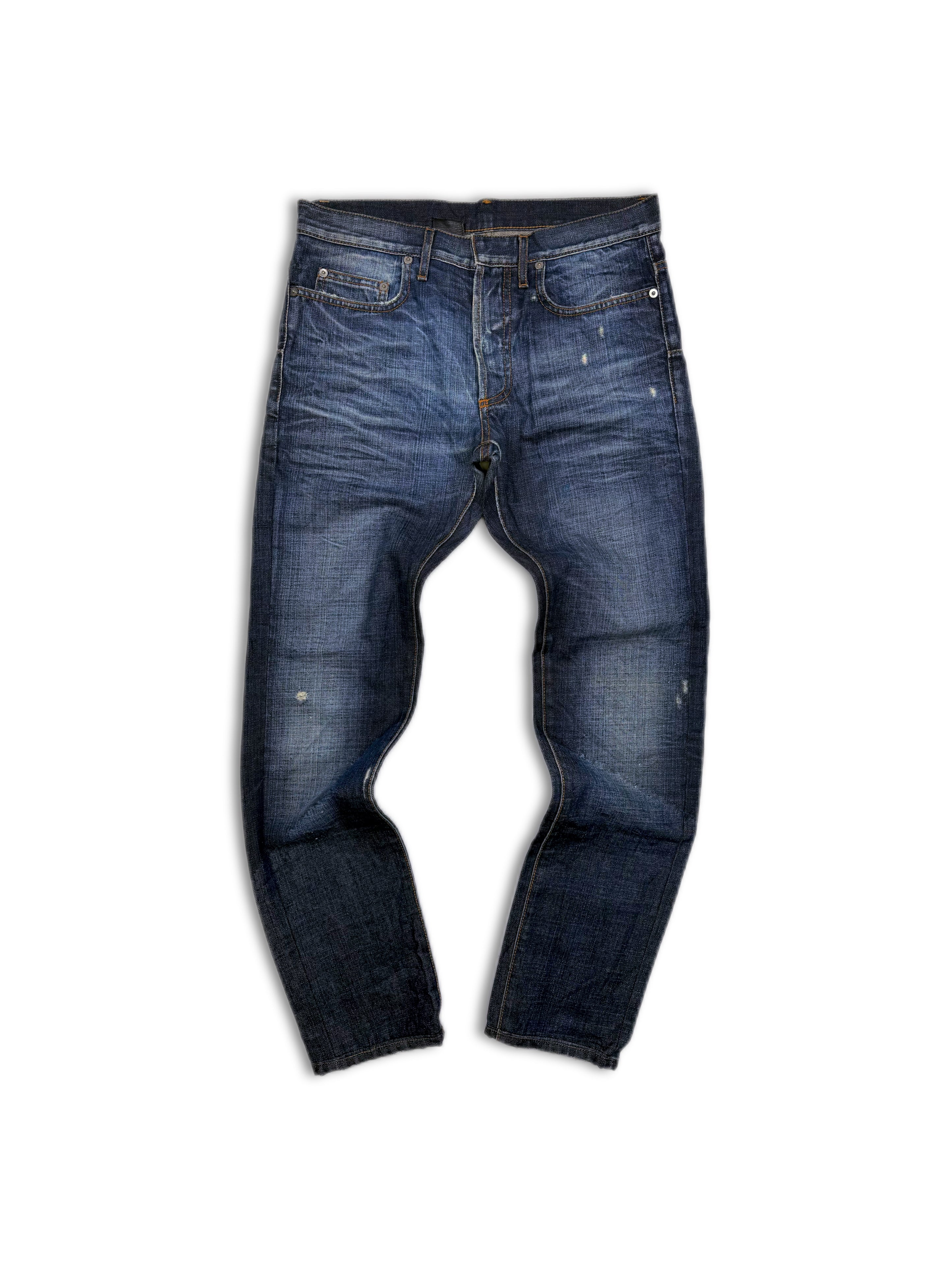 00s Dior by Hedi Slimane Blue Distressed Washed Denim