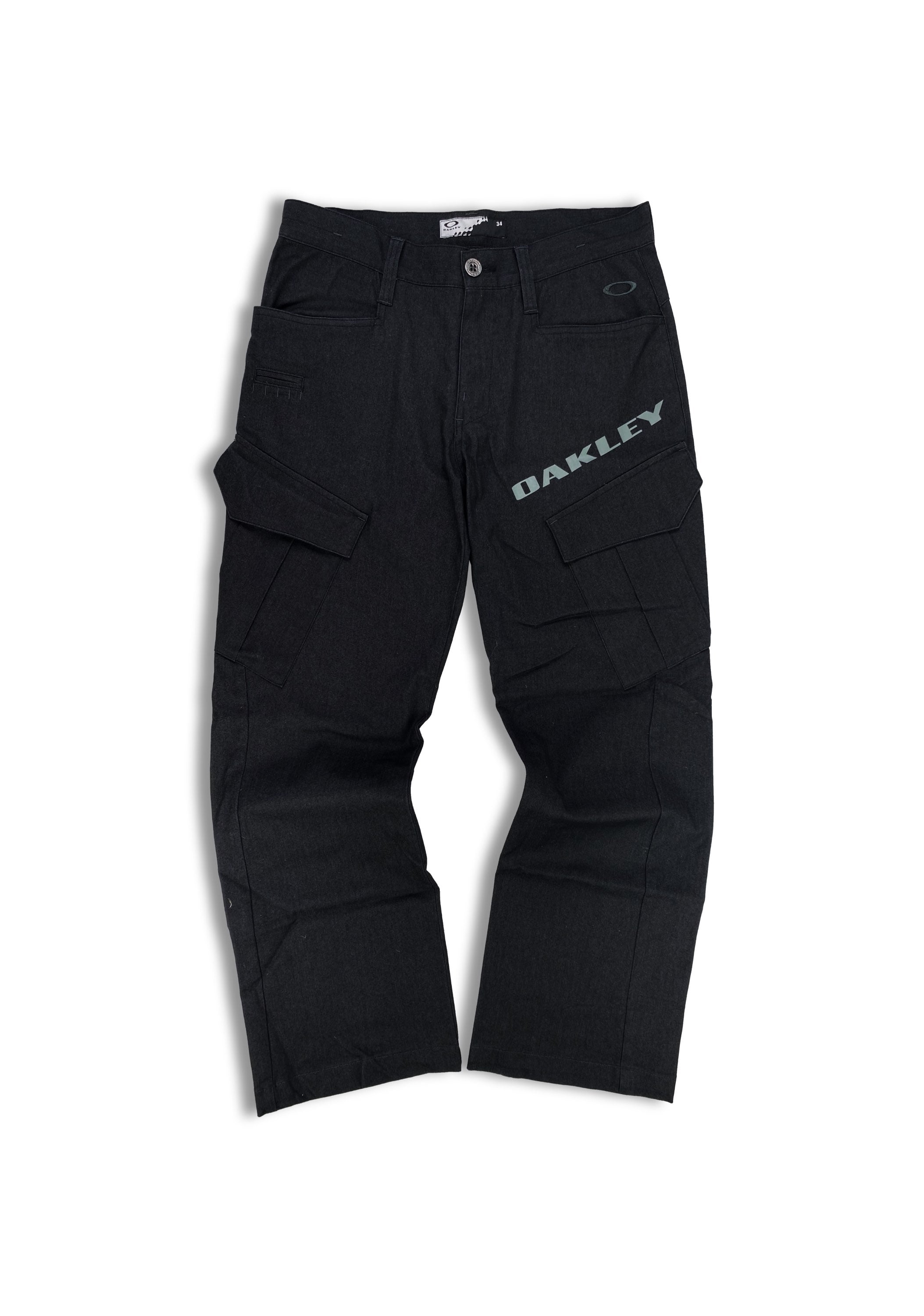 00s Oakley Spellout Heavyweight Ash Wash Embroidered Cargo Pants