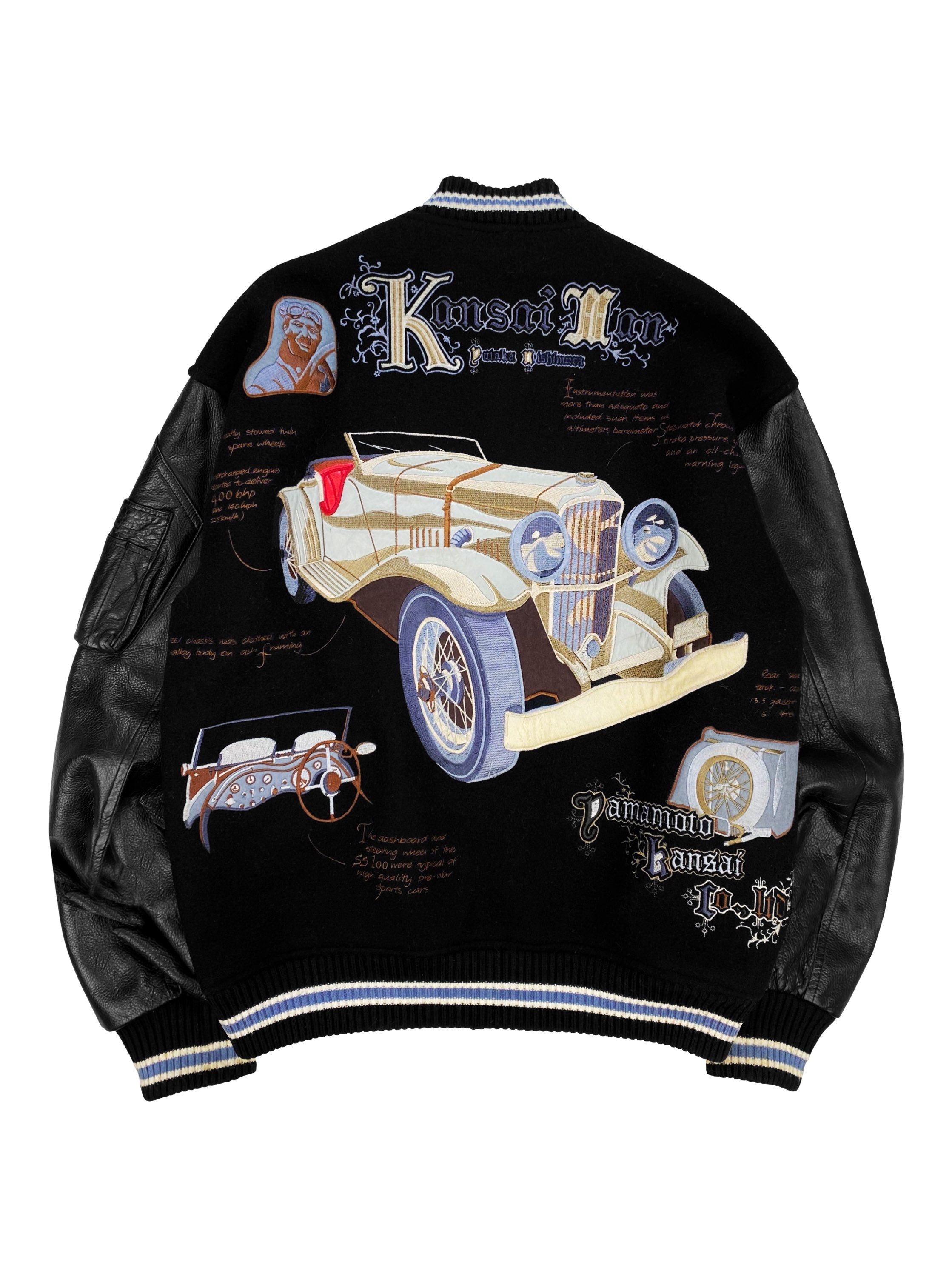 90s Kansai Yamamoto ‘SS100’ Leather Embroidered Varsity Jacket