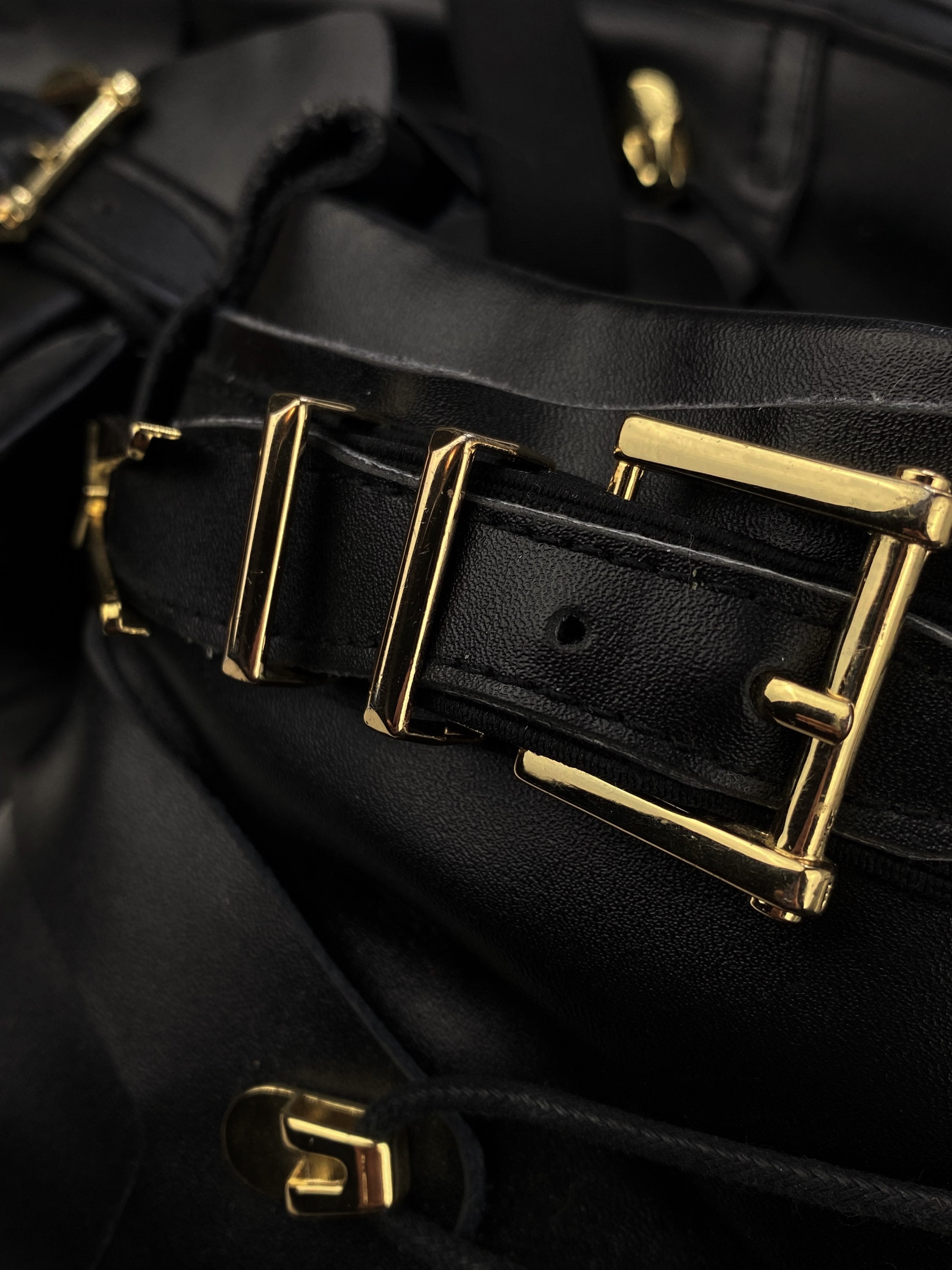Versace ‘Medusa Head’ Gold Metallic Black Leather Hi-top Sneakers