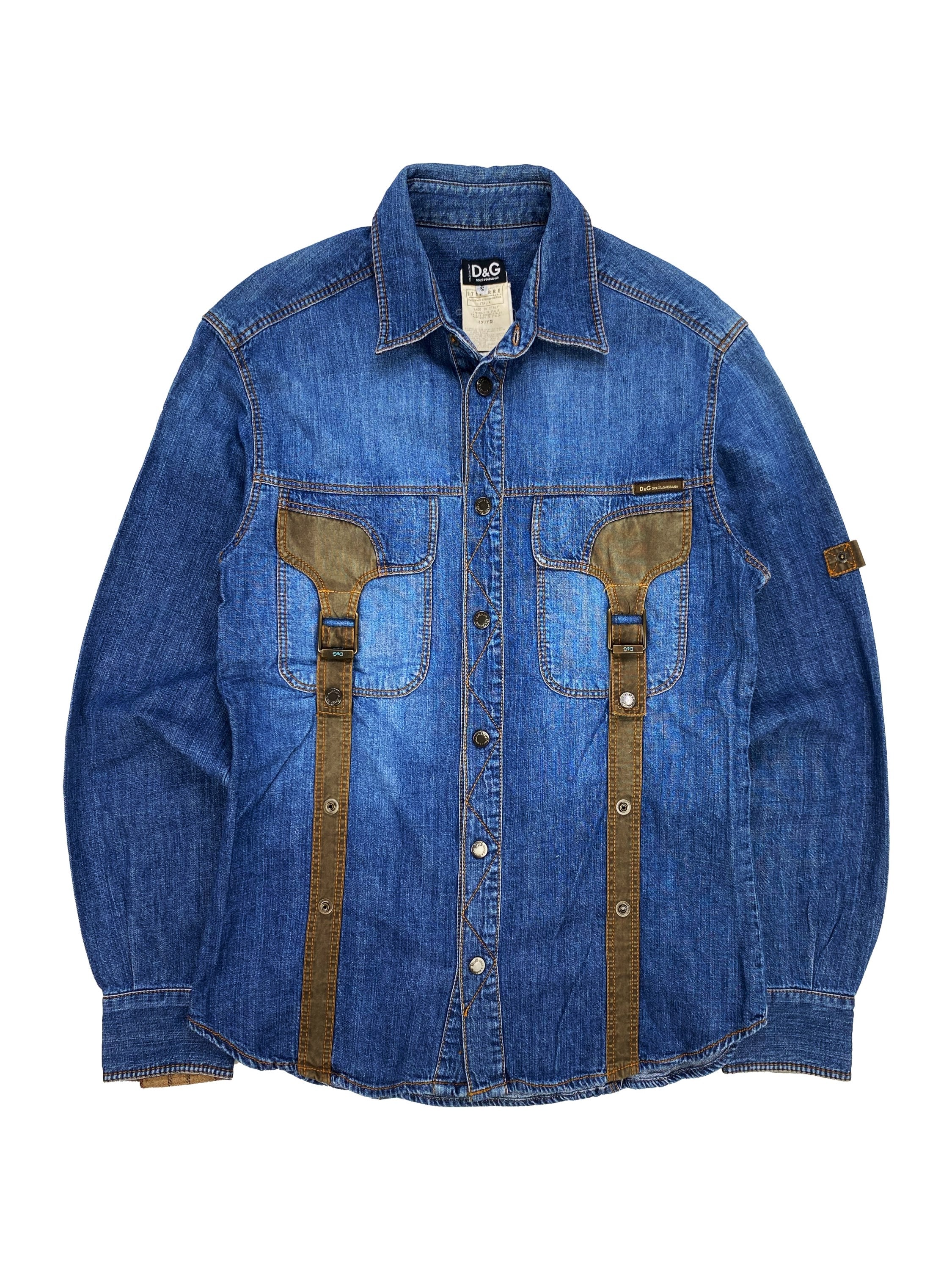 00s Dolce & Gabbana Denim Belted Utility Collared Shirt
