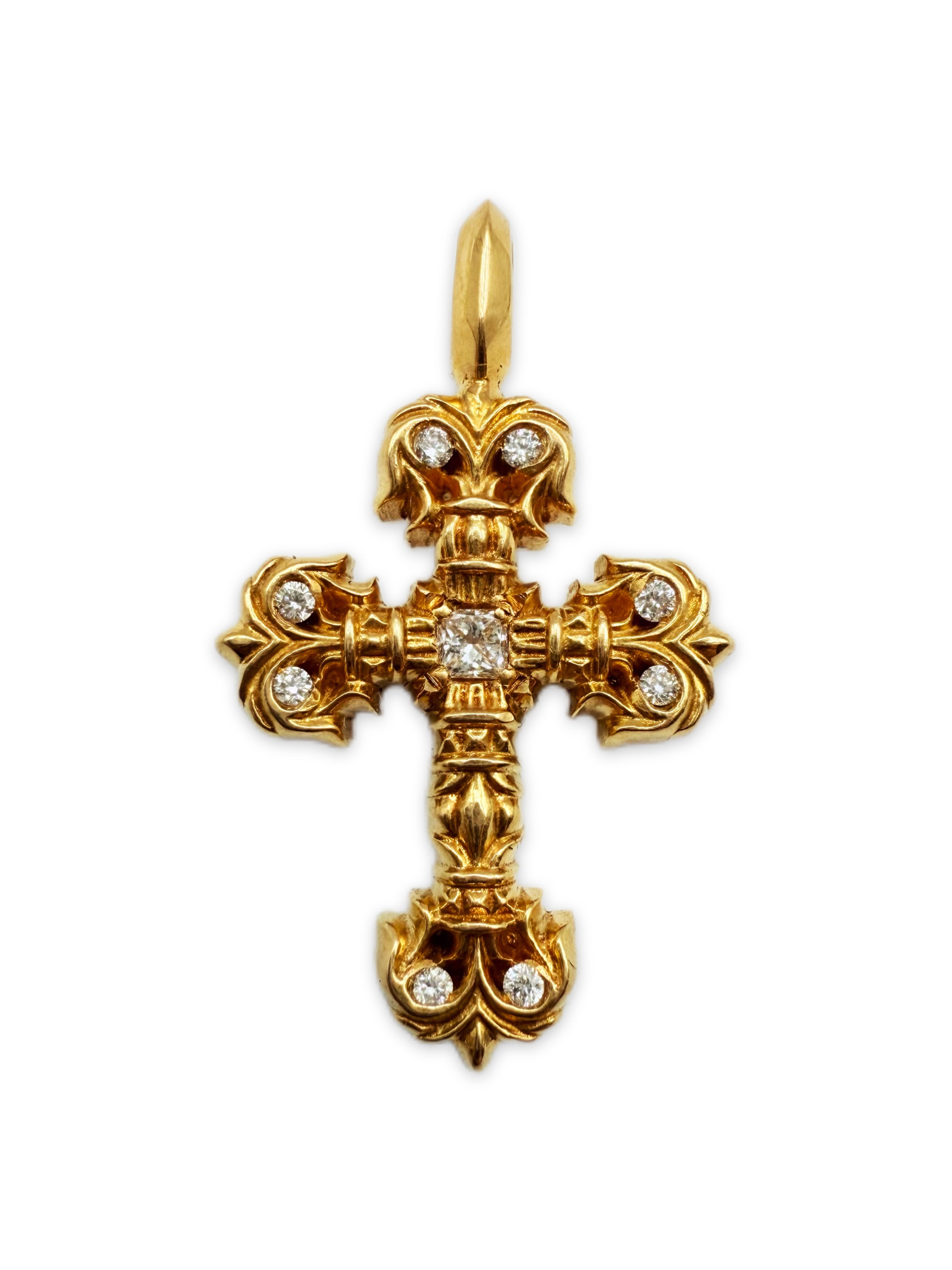 Chrome Hearts 22k Gold Filigree Diamond Set Pendant