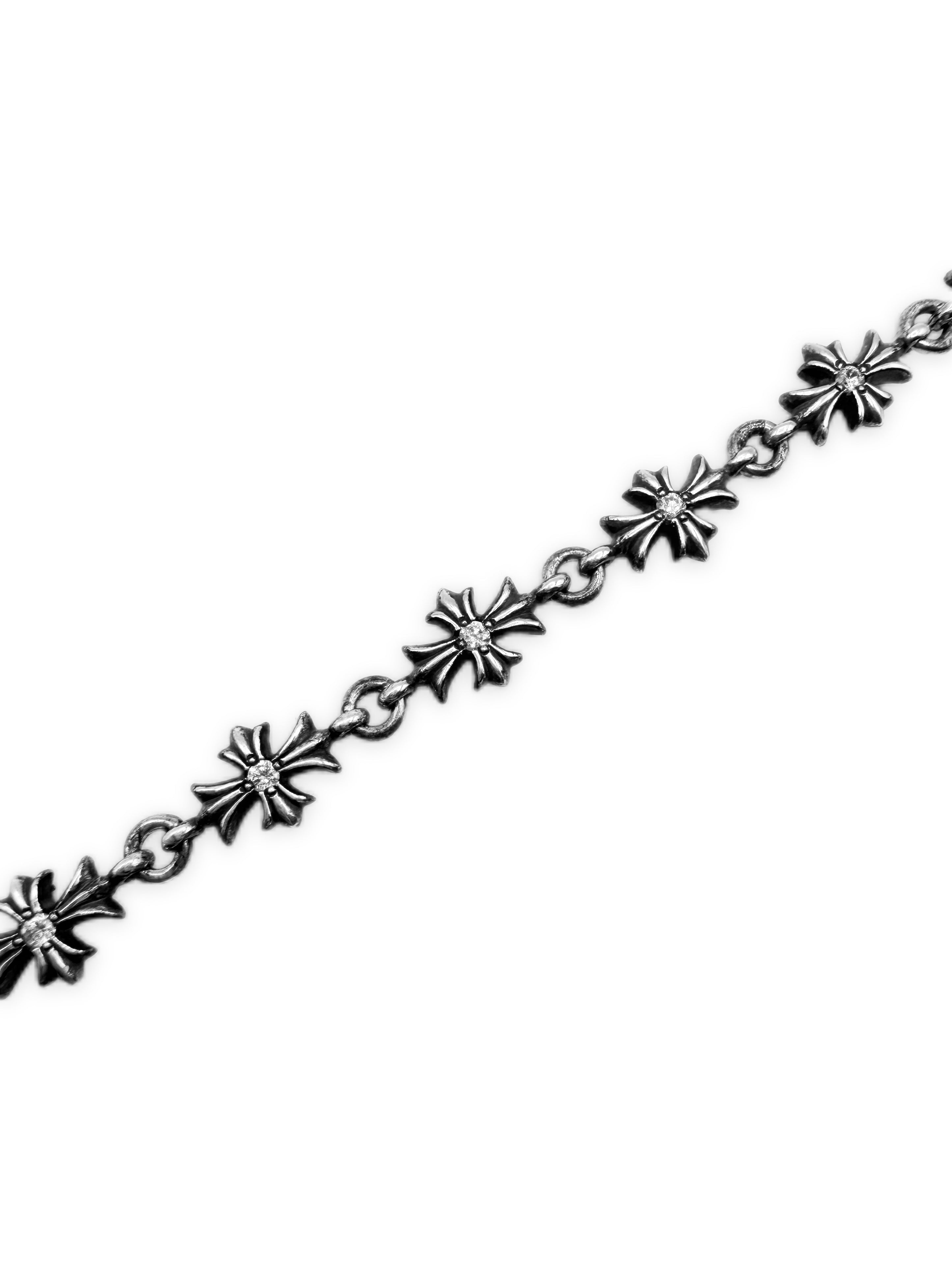 Chrome Hearts Tiny E Diamond Factory Set .925 Silver 7 inch Bracelet