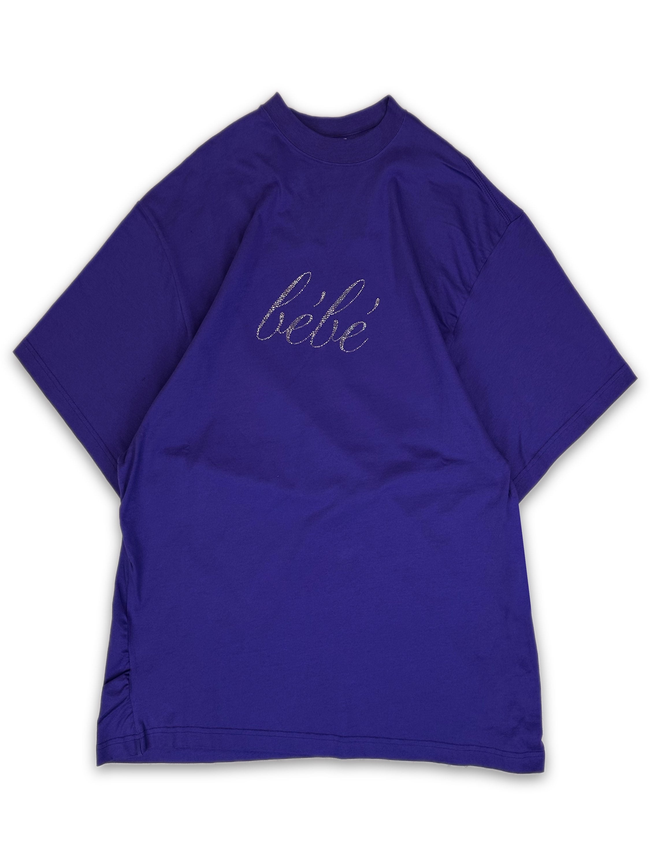 Balenciaga ‘Bebe’ Purple Rhinestone Studded Oversized T-Shirt