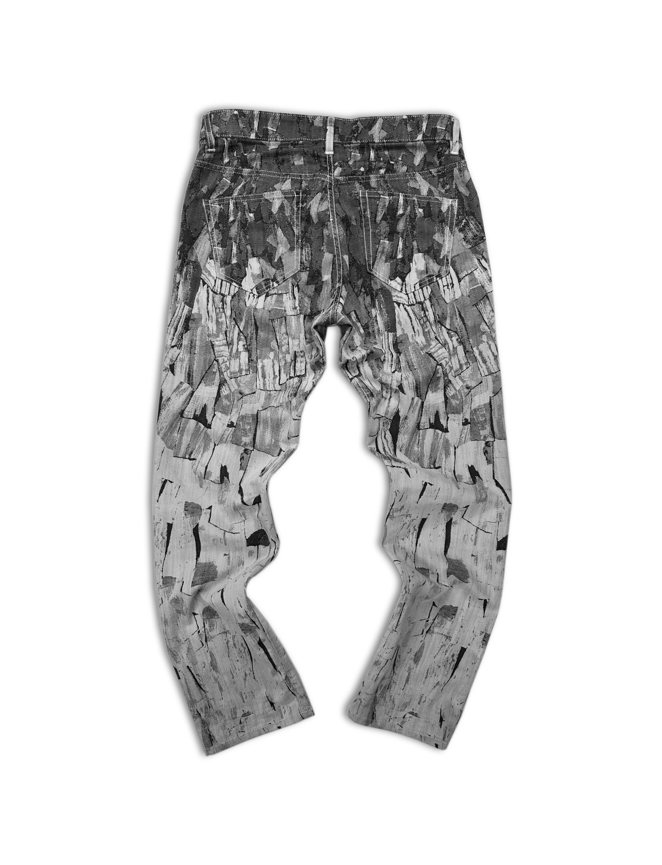 00s Issey Miyake ‘A-POC’ Brush Stroke Knitted Abstract Denim
