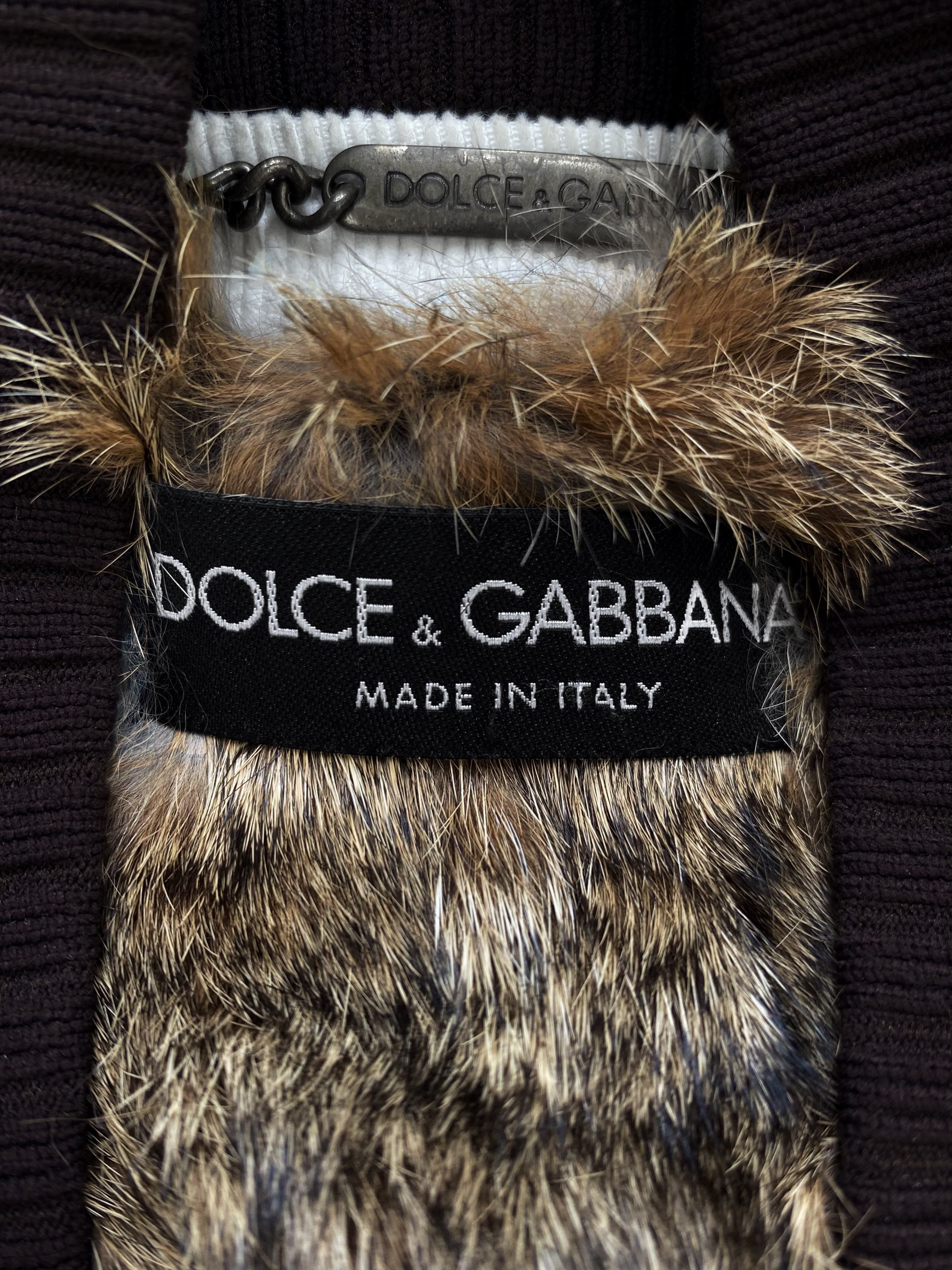 AW03 Dolce & Gabbana 3D Cargo Pocket Rabbit Fur Hunting Bomber Jacket