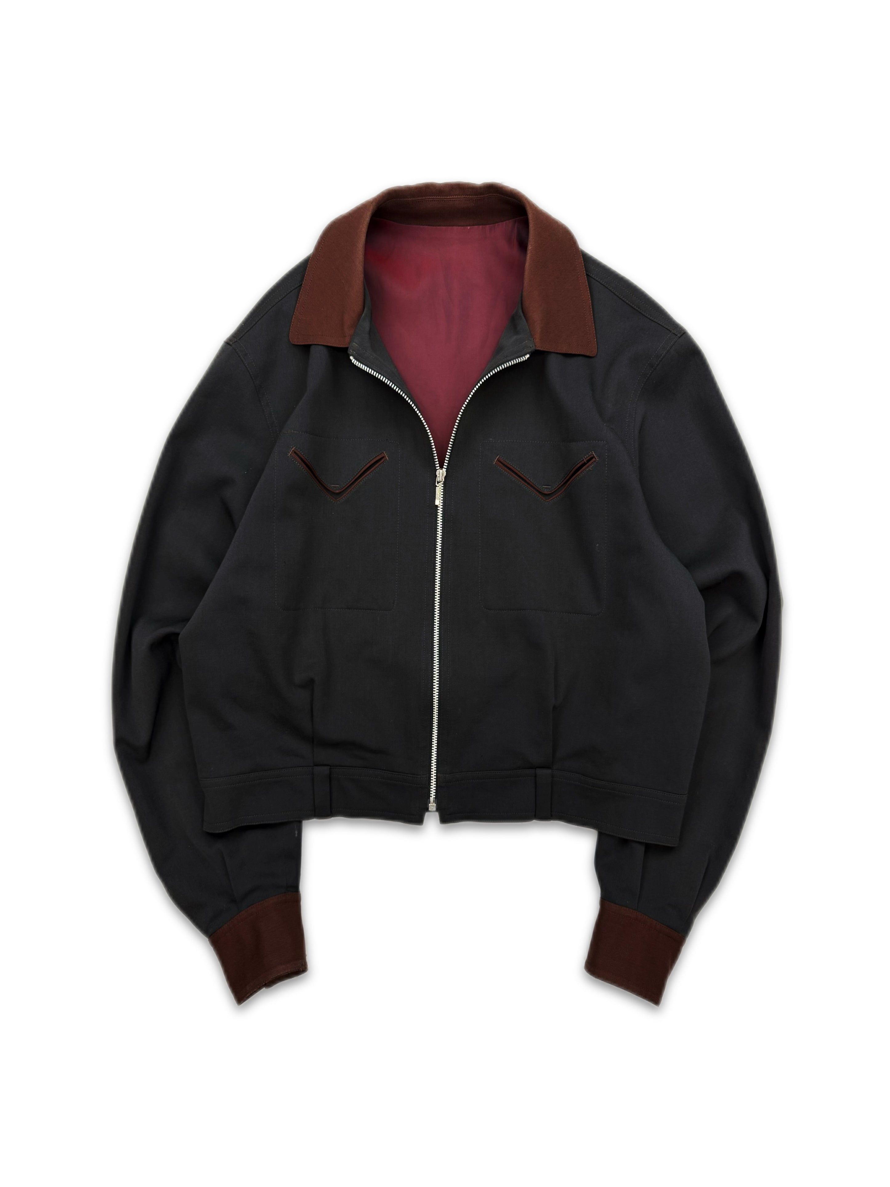 90s Jean Paul Gaultier Two Tone Cropped Zip-up Jacket
