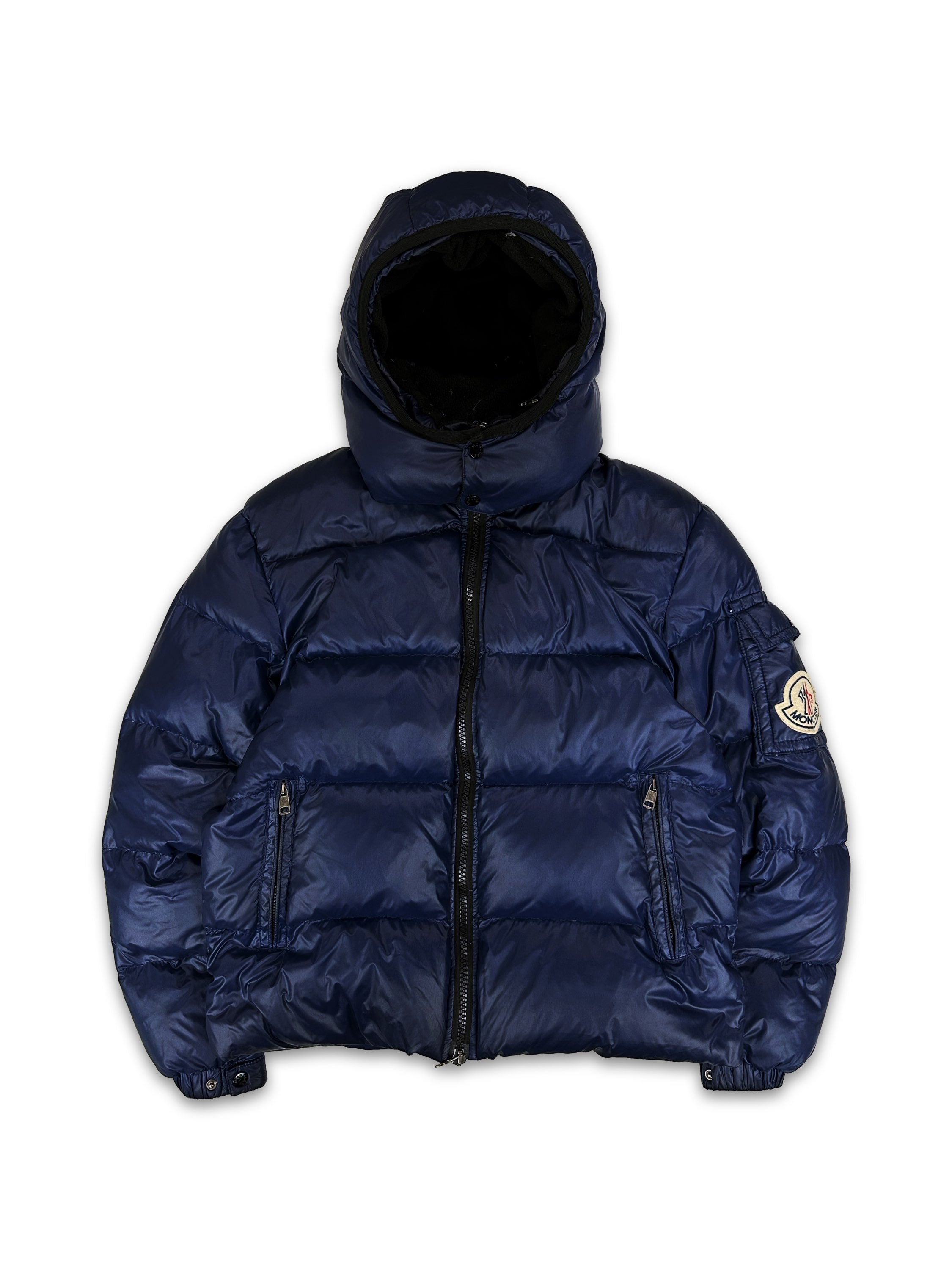 Moncler Navy Blue Chenille Logo Puffer Jacket