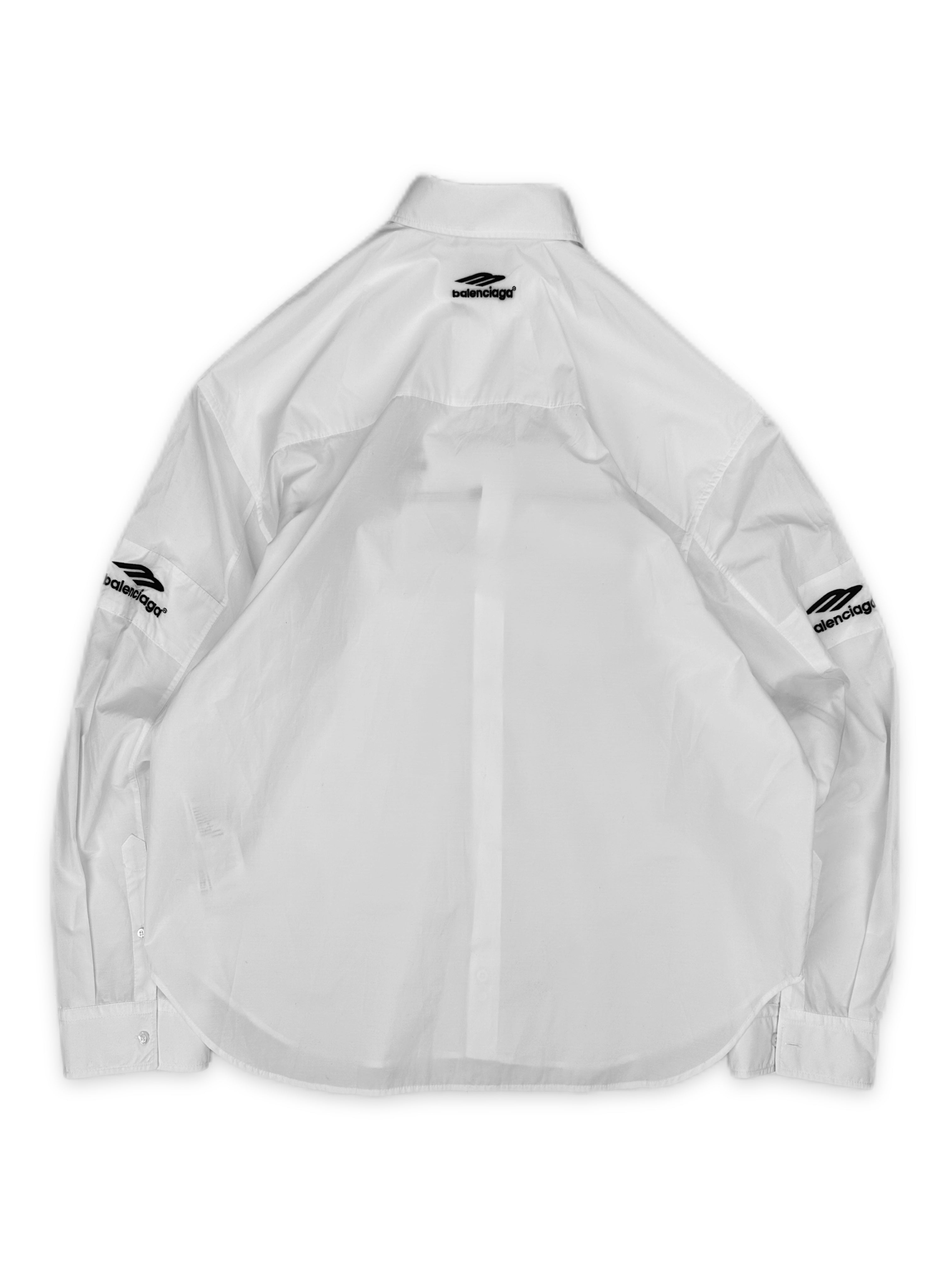 SS23 Balenciaga 3B Logo White Button Up Nylon Jacket