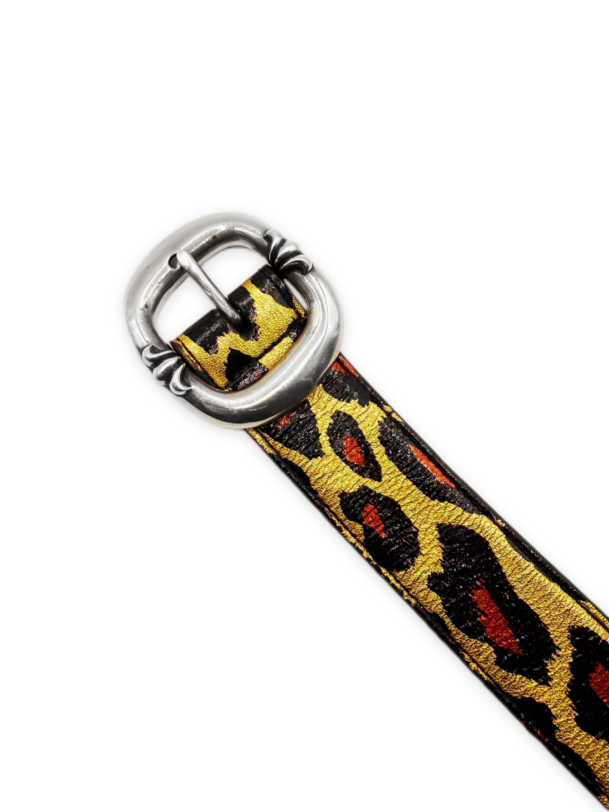 Chrome Hearts Leopard Painted Gunslinger .925 Silver Leather Belt