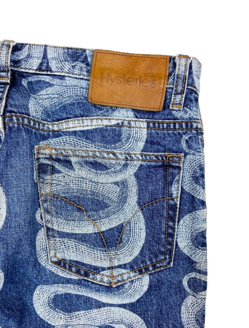 SS98 Hysteric Glamour Indigo Snake Pattern Skinny Denim