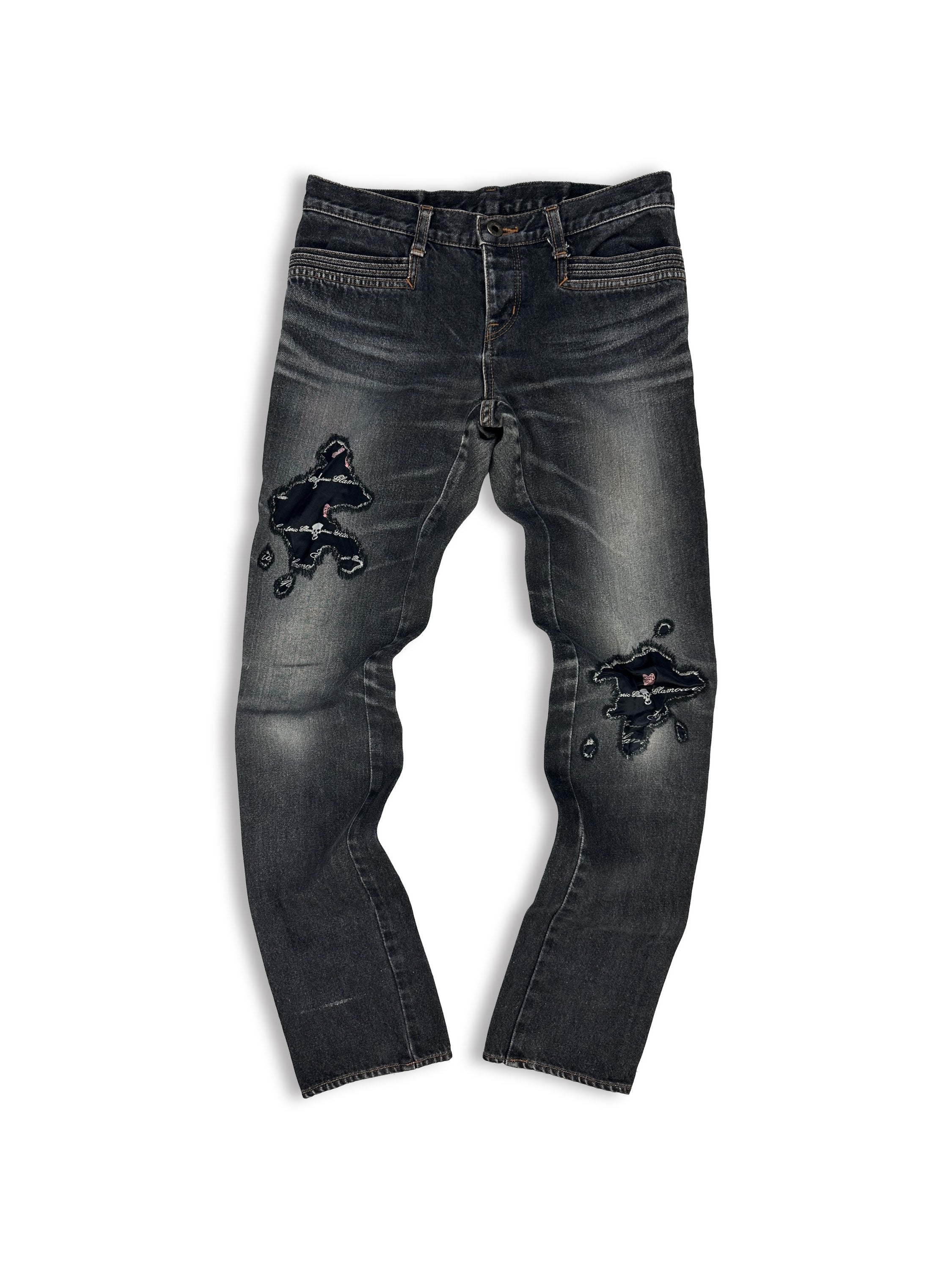 00s Hysteric Glamour Distressed Black Wash Skull Denim