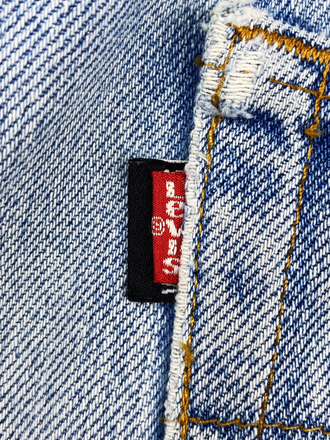 FW18 Vetements x Levi’s Embroidered Crotch Logo Light Wash Denim