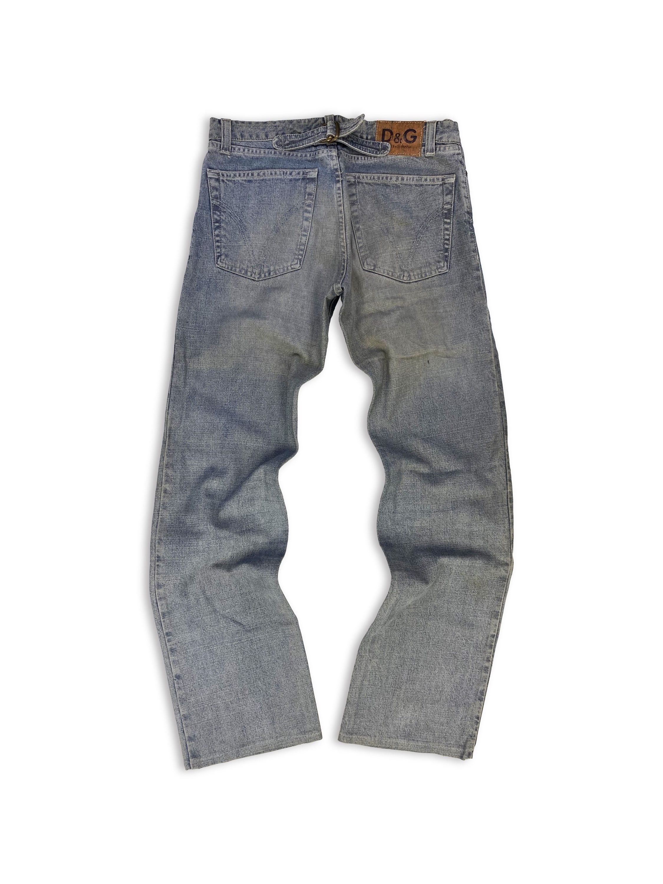 00s Dolce &amp; Gabbana Light Wash Back Cinch Denim