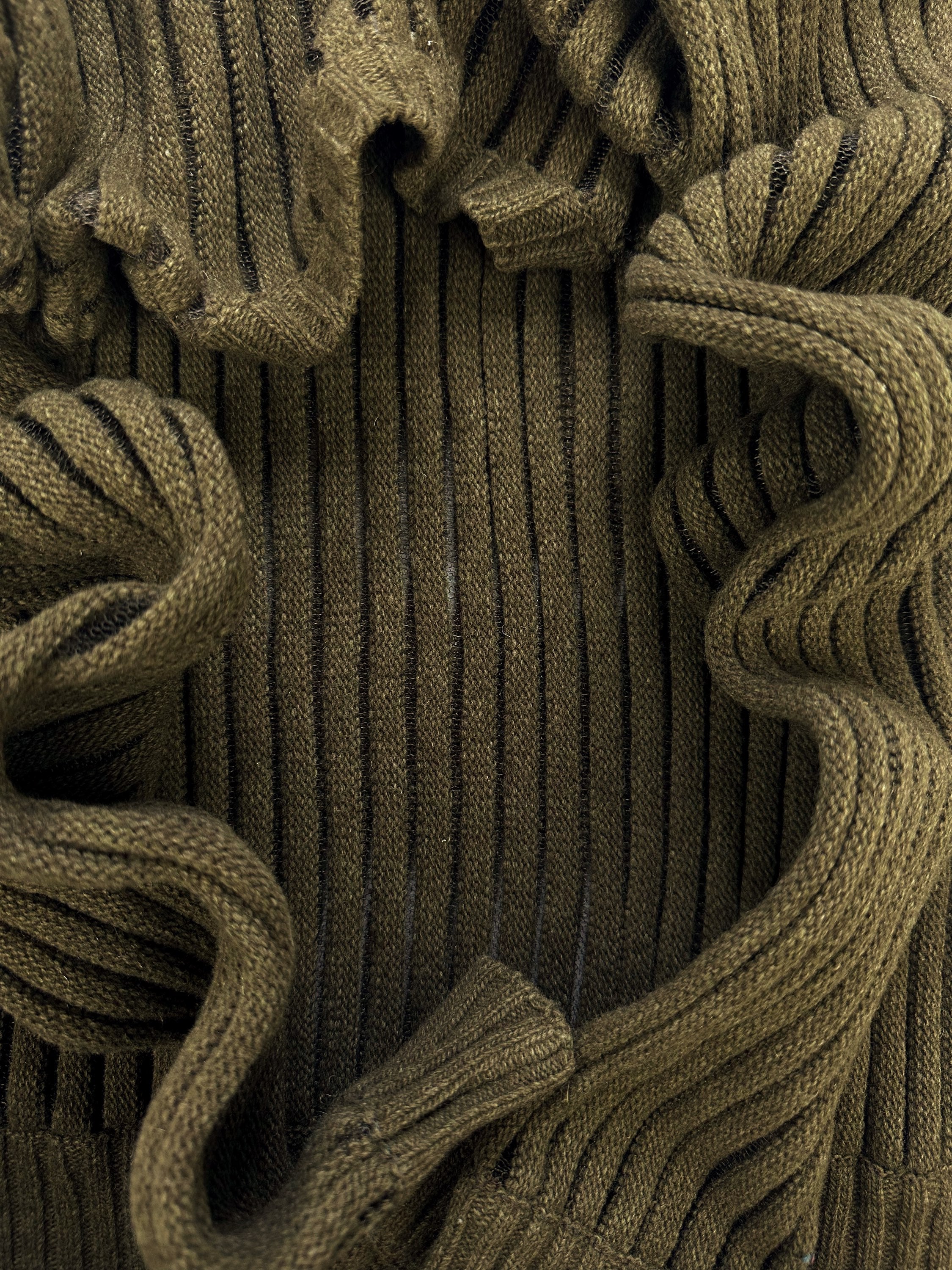 AW98 Helmut Lang Mesh Ribbed Olive Green Knit Sweater