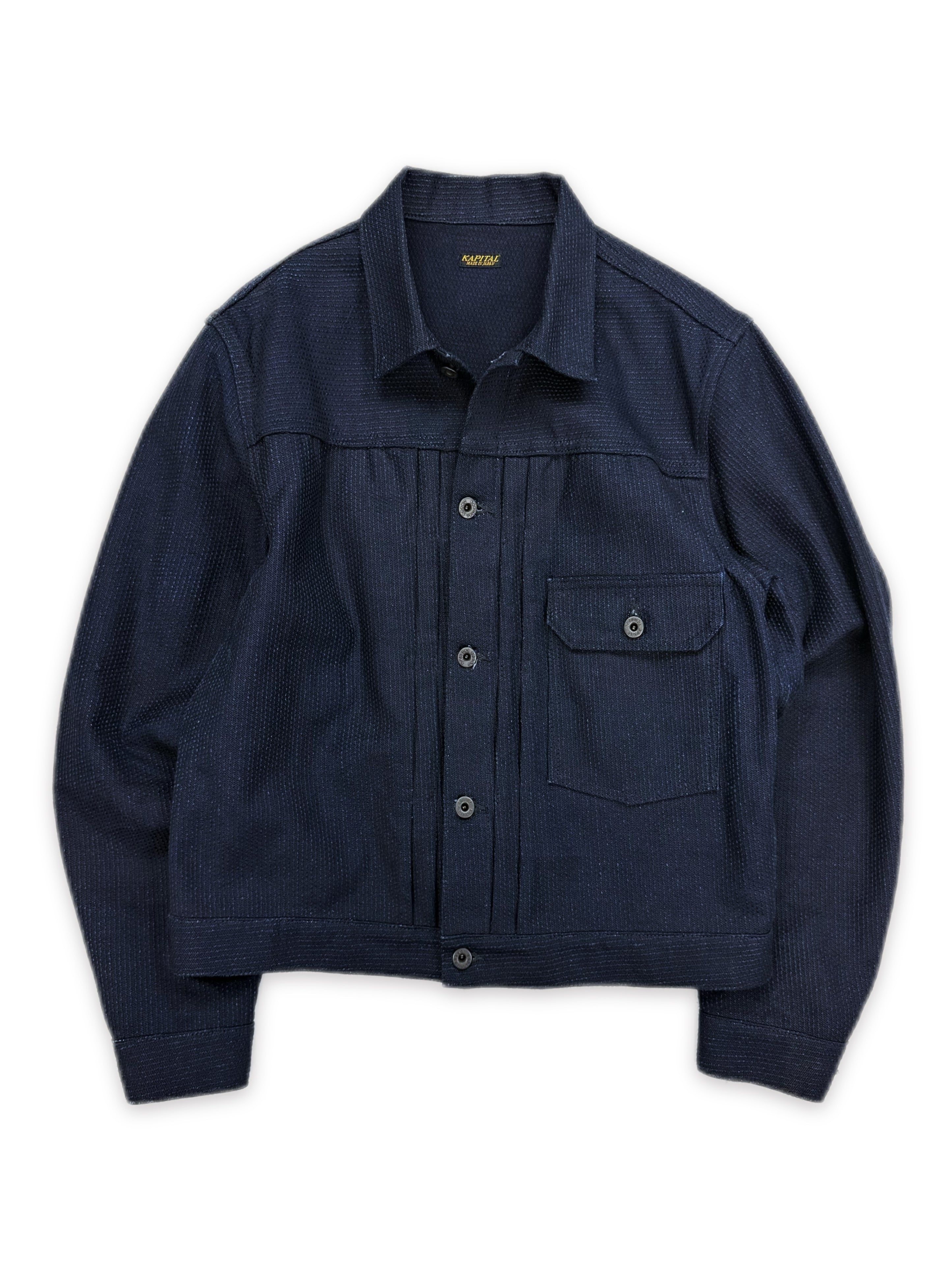 Kapital Navy Blue ‘Century’ Chest Pocket Denim Trucker Jacket