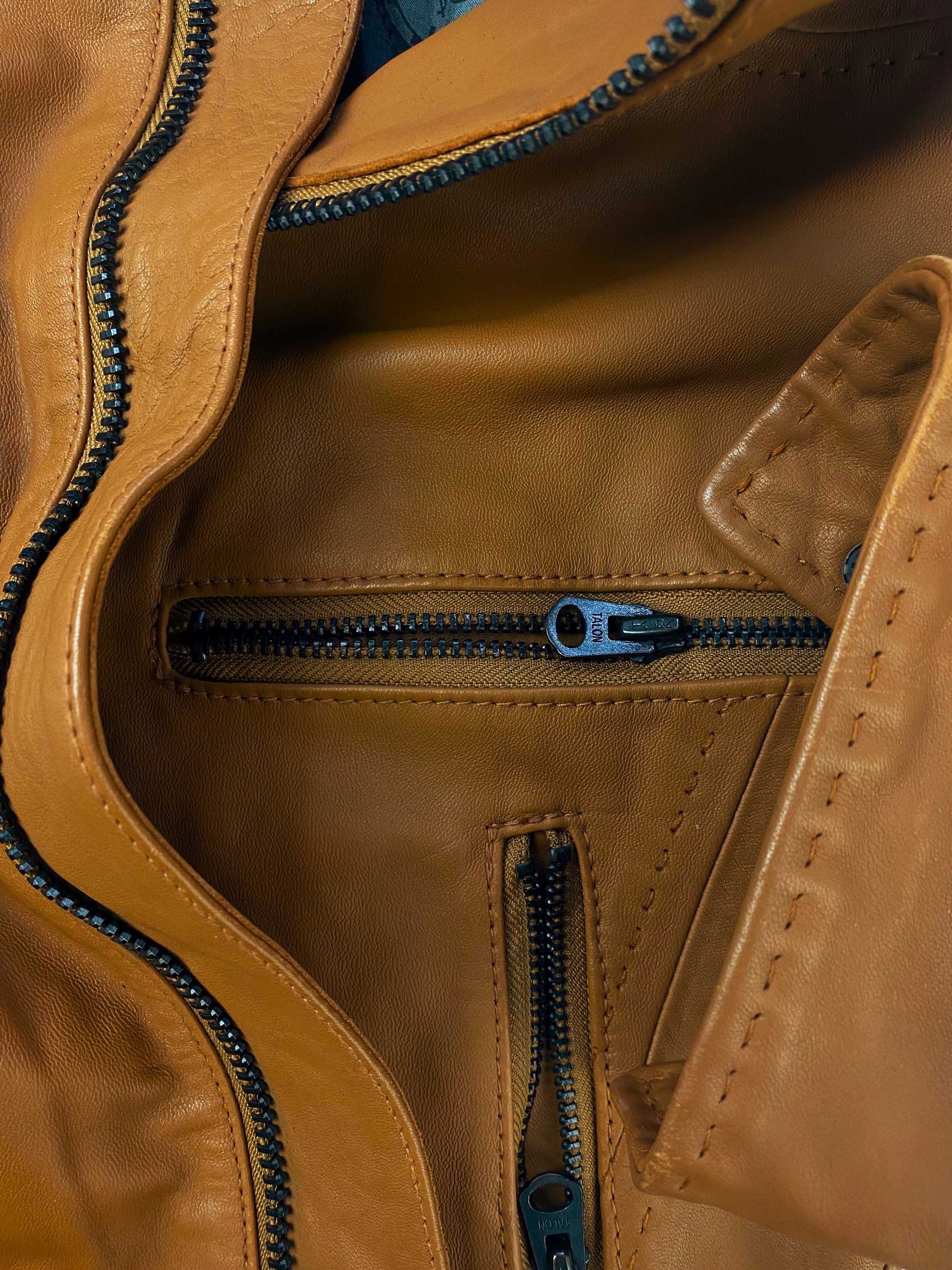 00s Tete Homme Caramel Multi-zip Leather Jacket