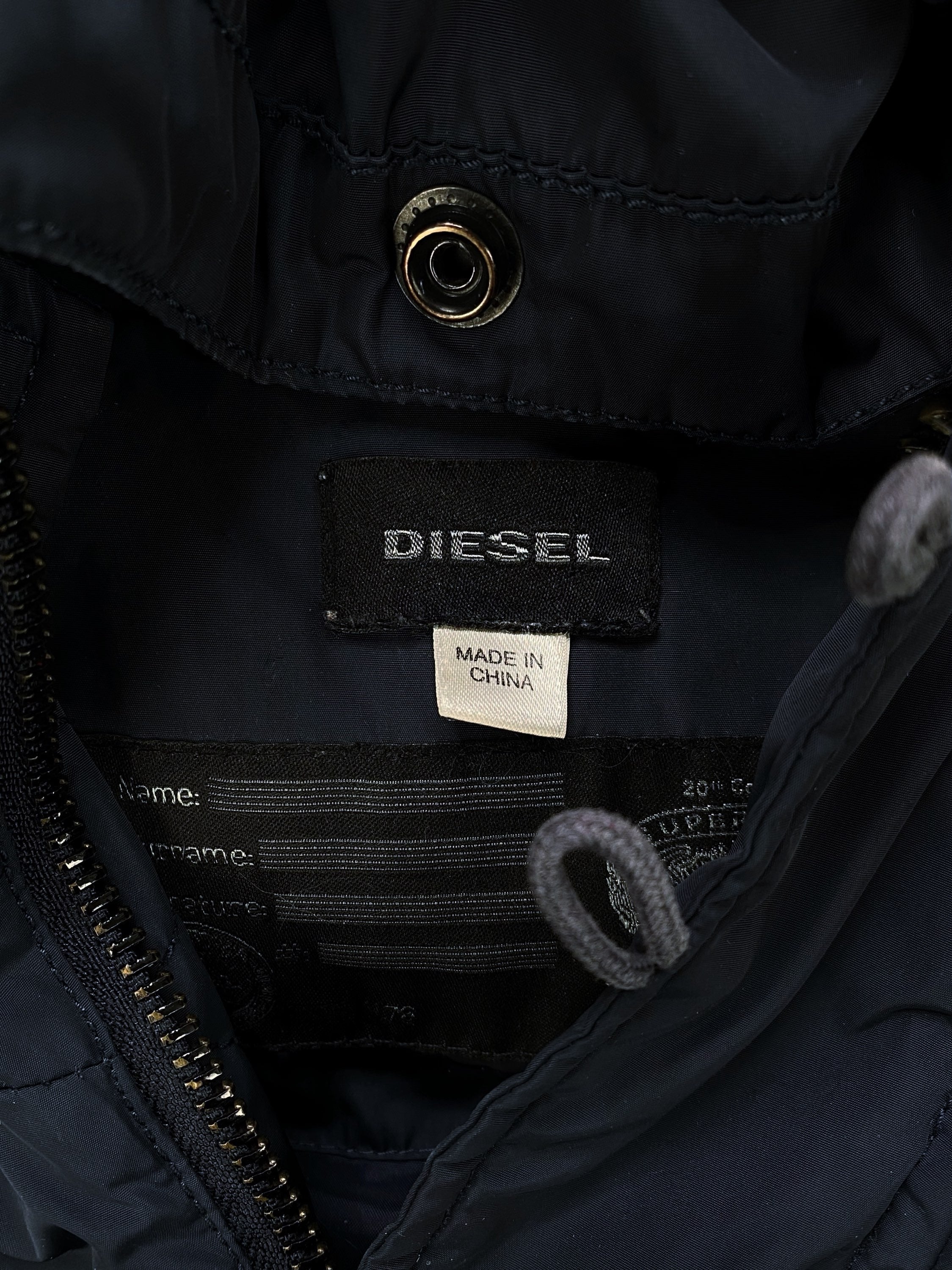 Diesel Riveted Navy Blue Down Fill Puffer Trench Coat