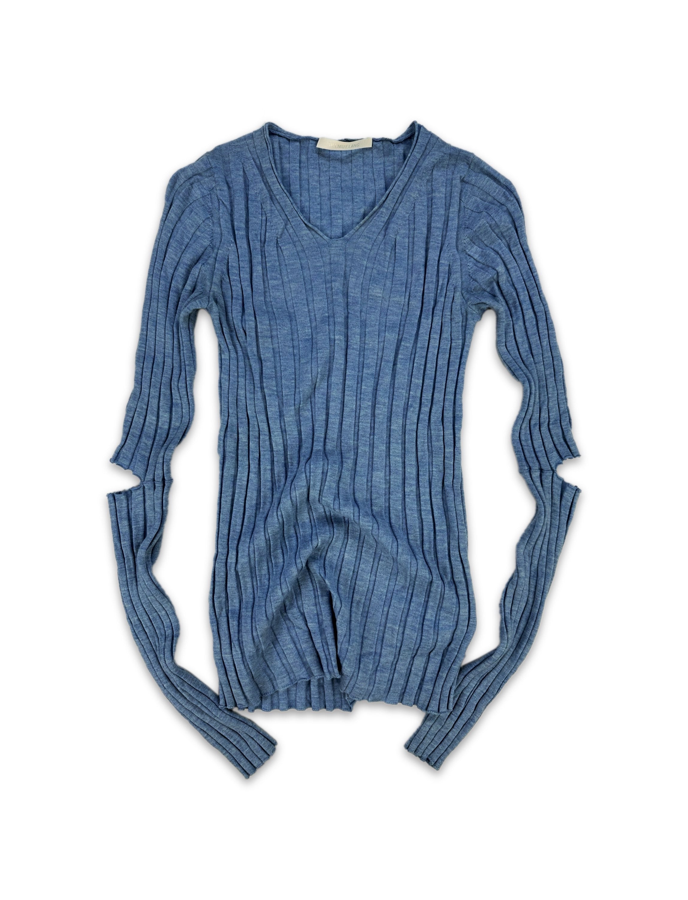 00s Helmut Lang ‘Cut Out’ Elbow Ribbed Long Sleeve Shirt