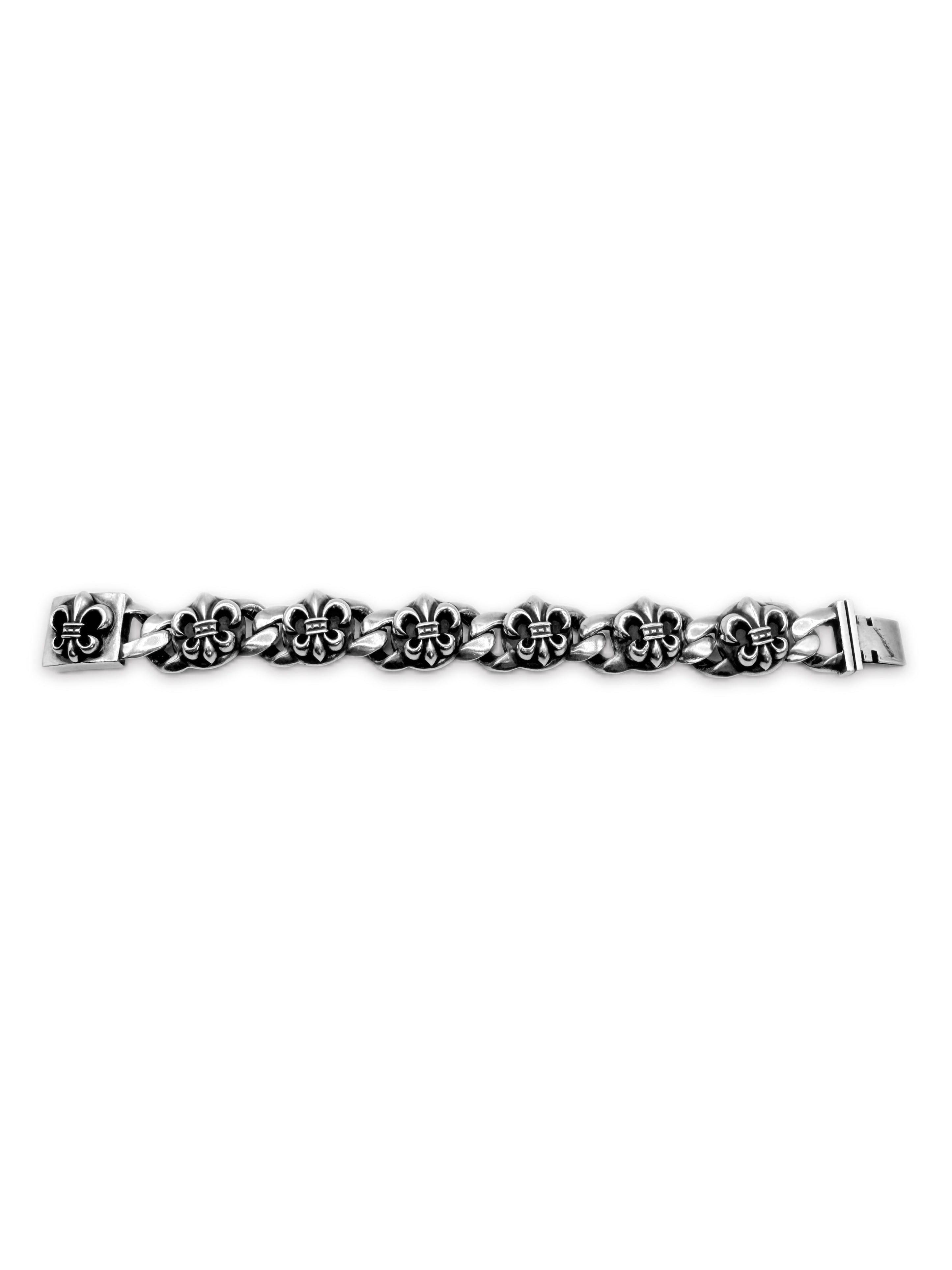 Chrome Hearts Fleur de Lis .925 Silver Cuban Link Bracelet