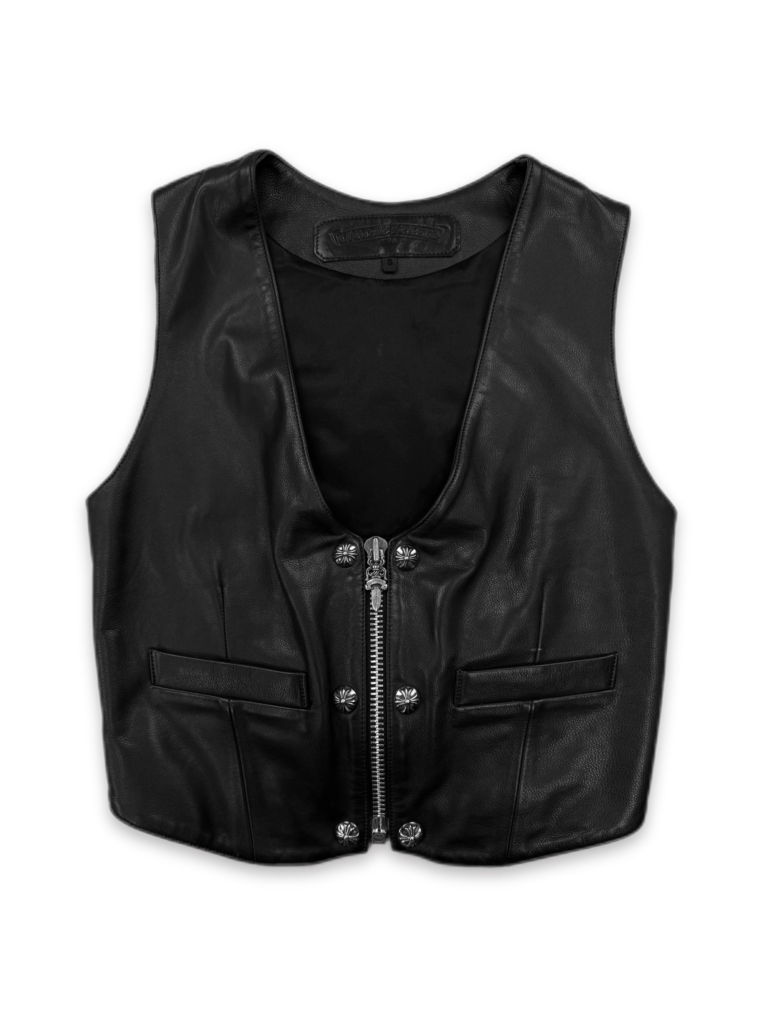 Chrome Hearts ‘Star’ Back Buckle Dagger Zip Leather Patch Vest