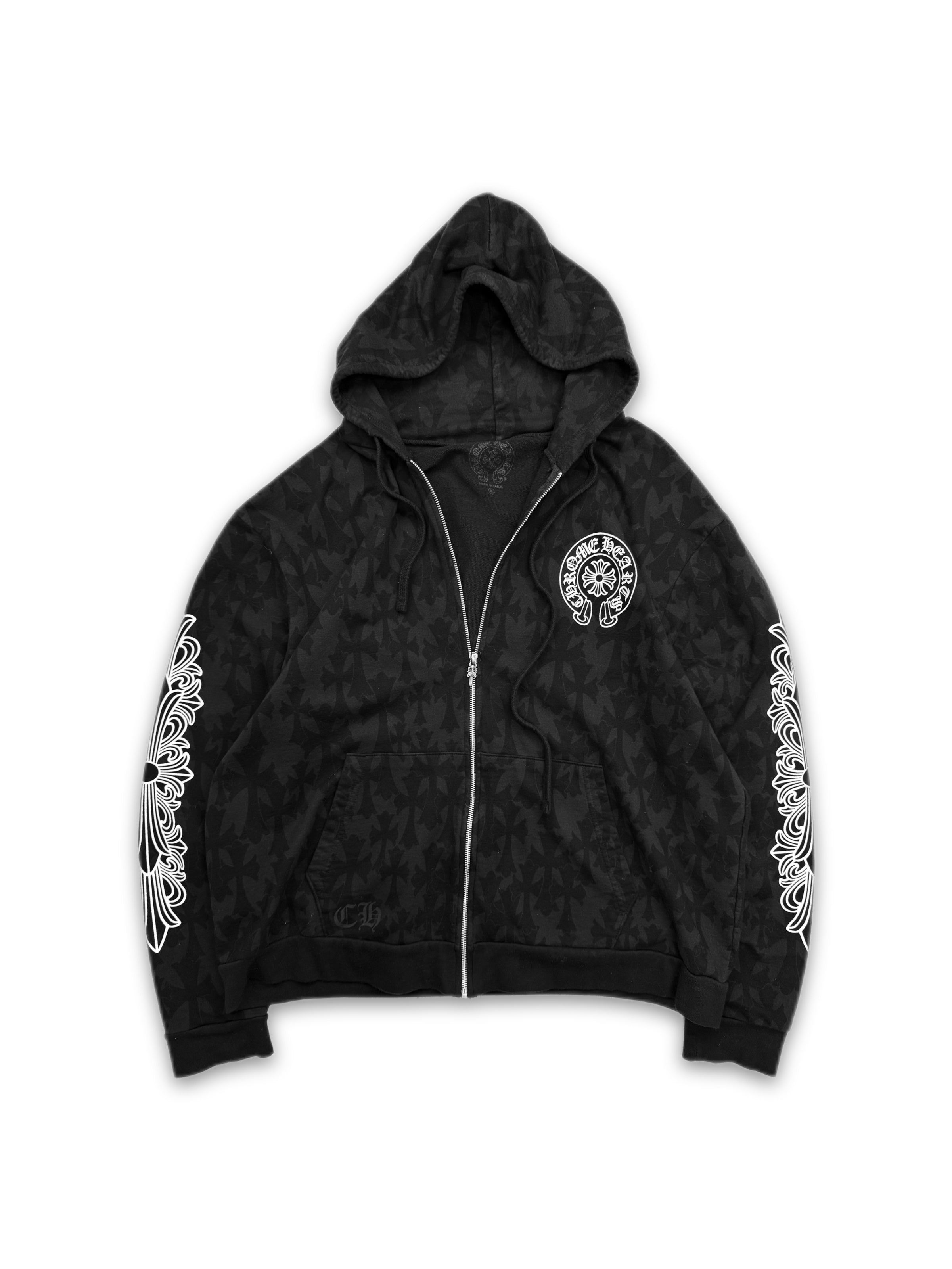 Chrome Hearts Cemetery Monogram Cross Dagger Zip-up Hoodie