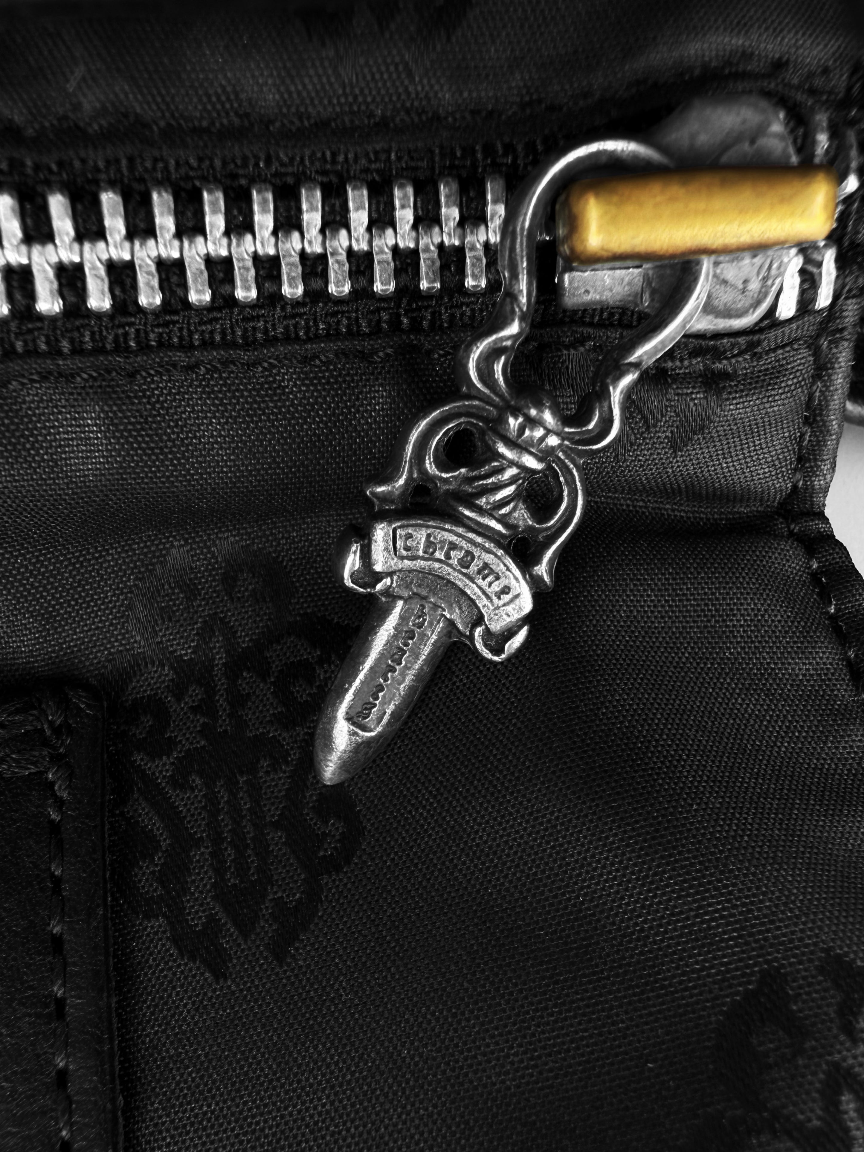Chrome Hearts ‘Cross’ Patch Dagger Black Leather Tote Bag