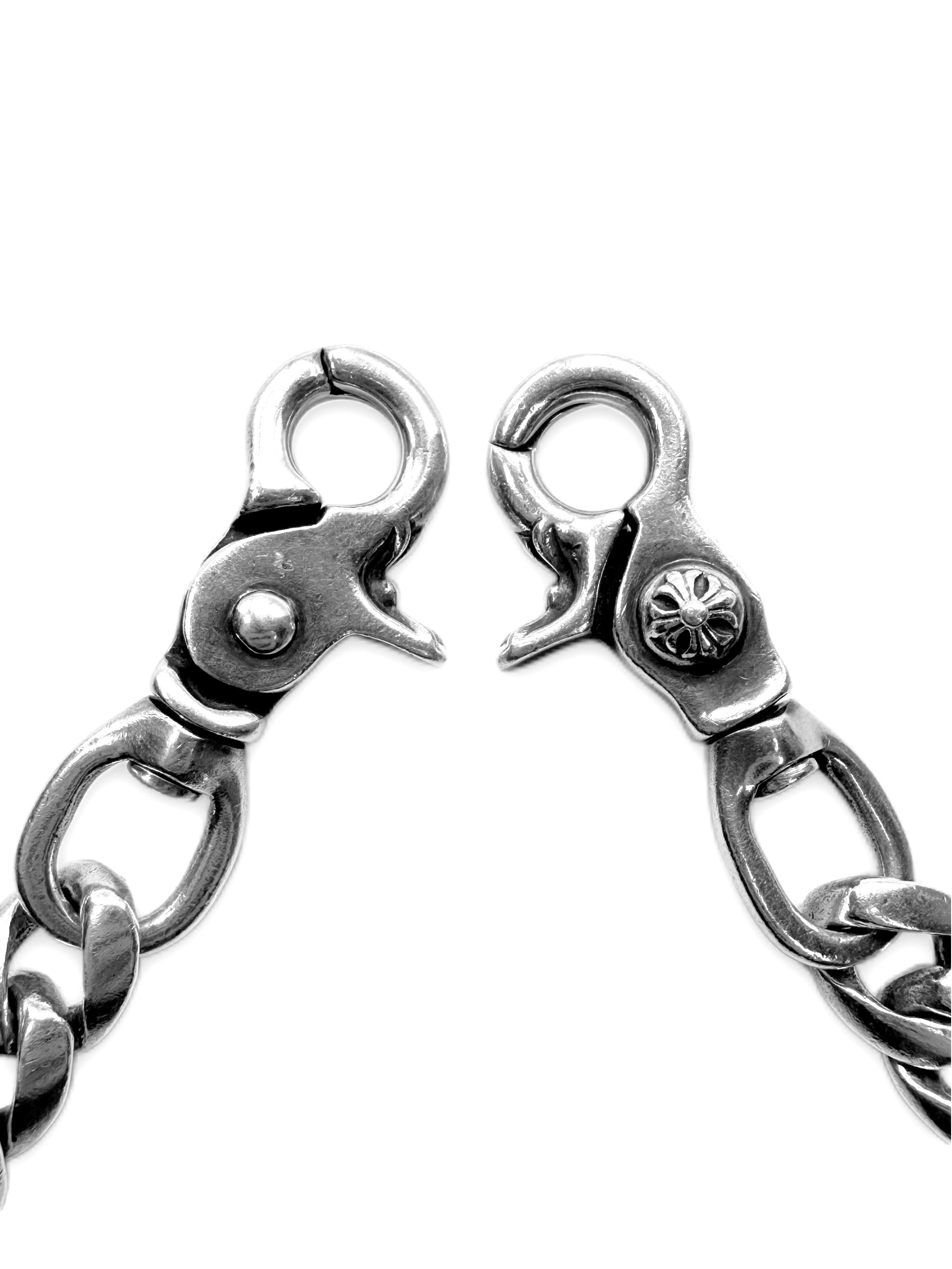 Chrome Hearts 15.5 in Double Lobster Clasp Cuban Link Wallet Chain.