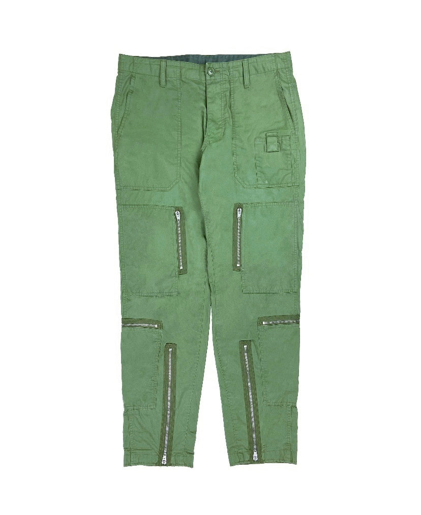 00’s Helmut Lang Multi-Zip Olive Green Aviation Cargo Pants