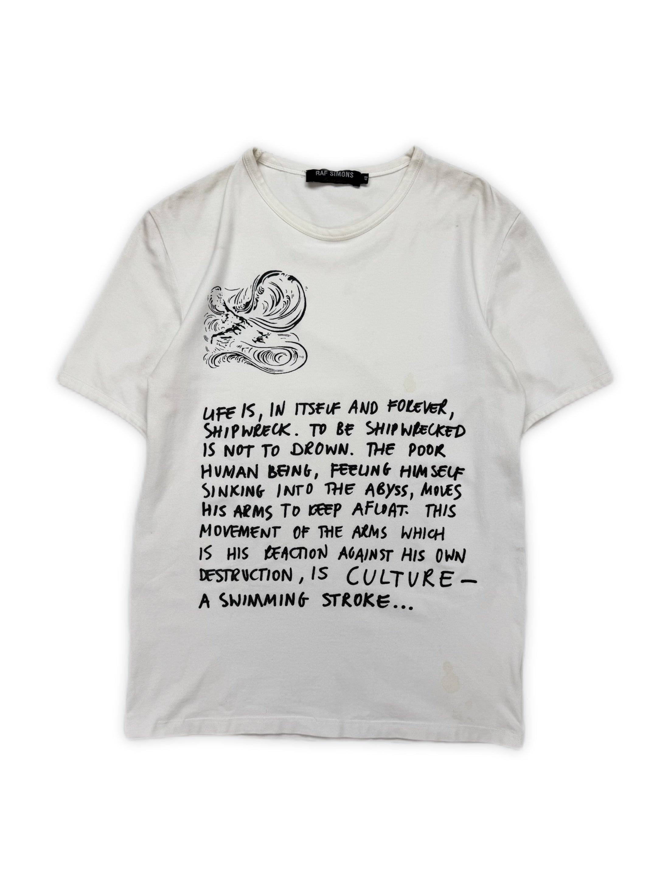 AW04 Raf Simons ‘Waves’ Shipwreck José Ortega Cream Limited Edition T-Shirt
