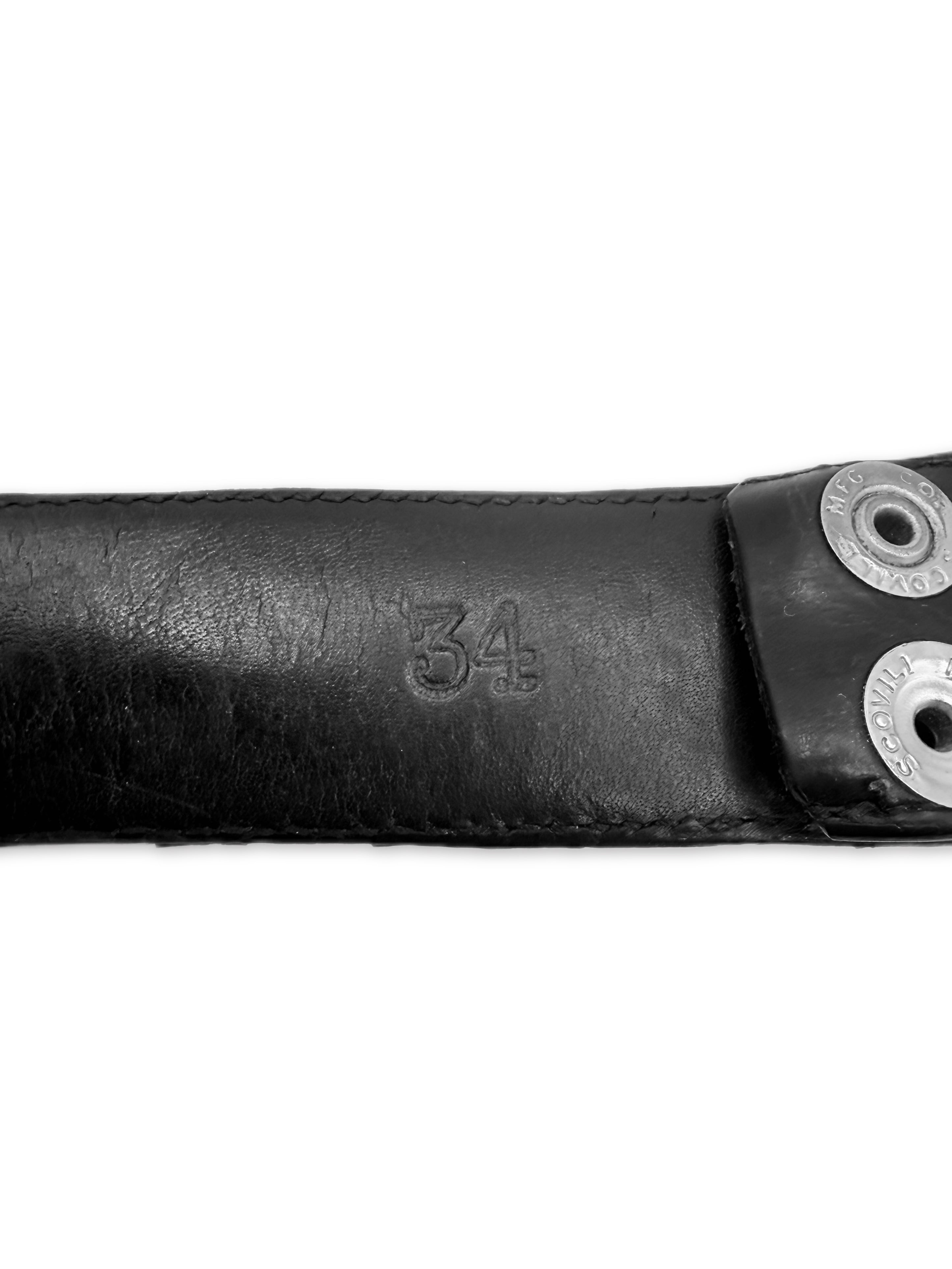 Chrome Hearts Cemetery Cross Patch Flooded Black Leather Belt Strap