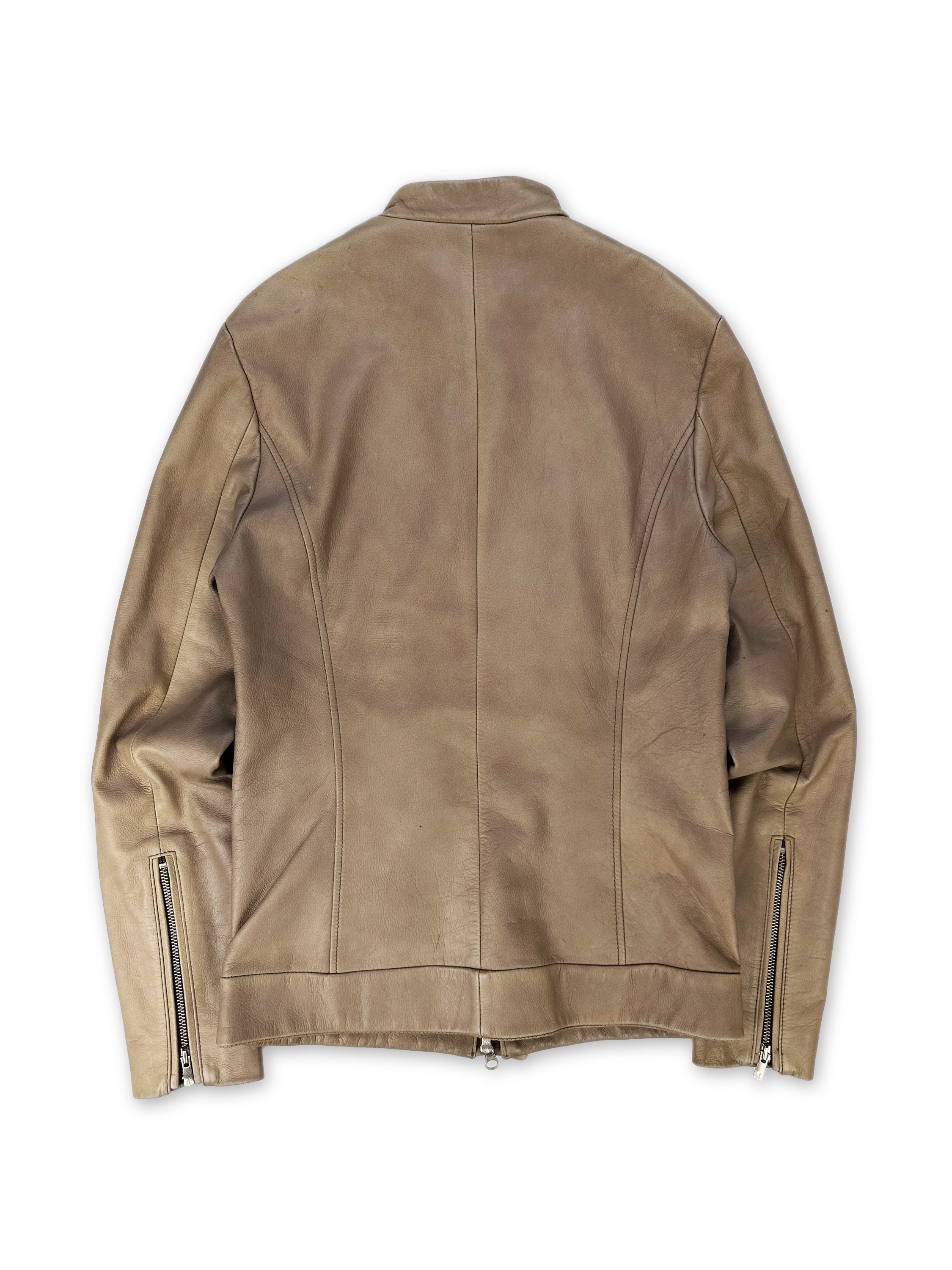 Katharine Hamnett Beige Leather Multi-zip Biker Jacket