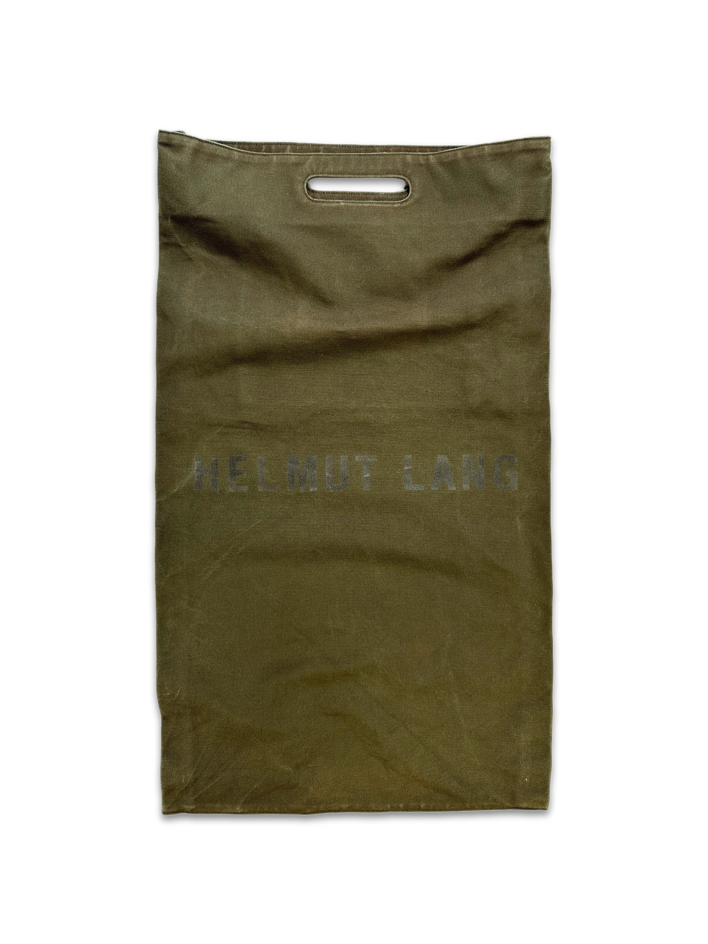 1999 Helmut Lang Olive Green Heavy Weight Canvas Tote Bag