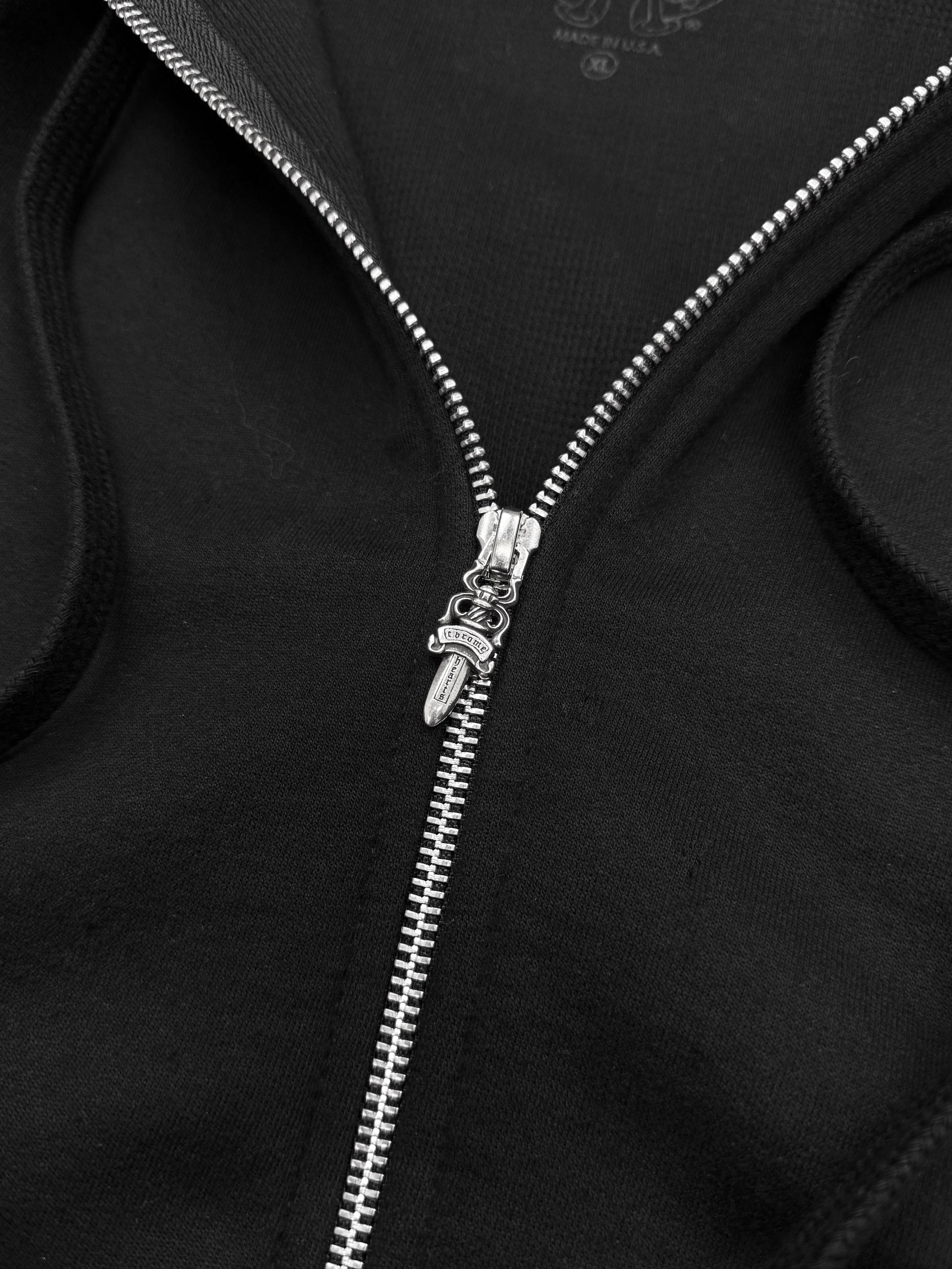 Chrome Hearts Vertical Logo Thermal Lined Dagger Zip-up Hoodie