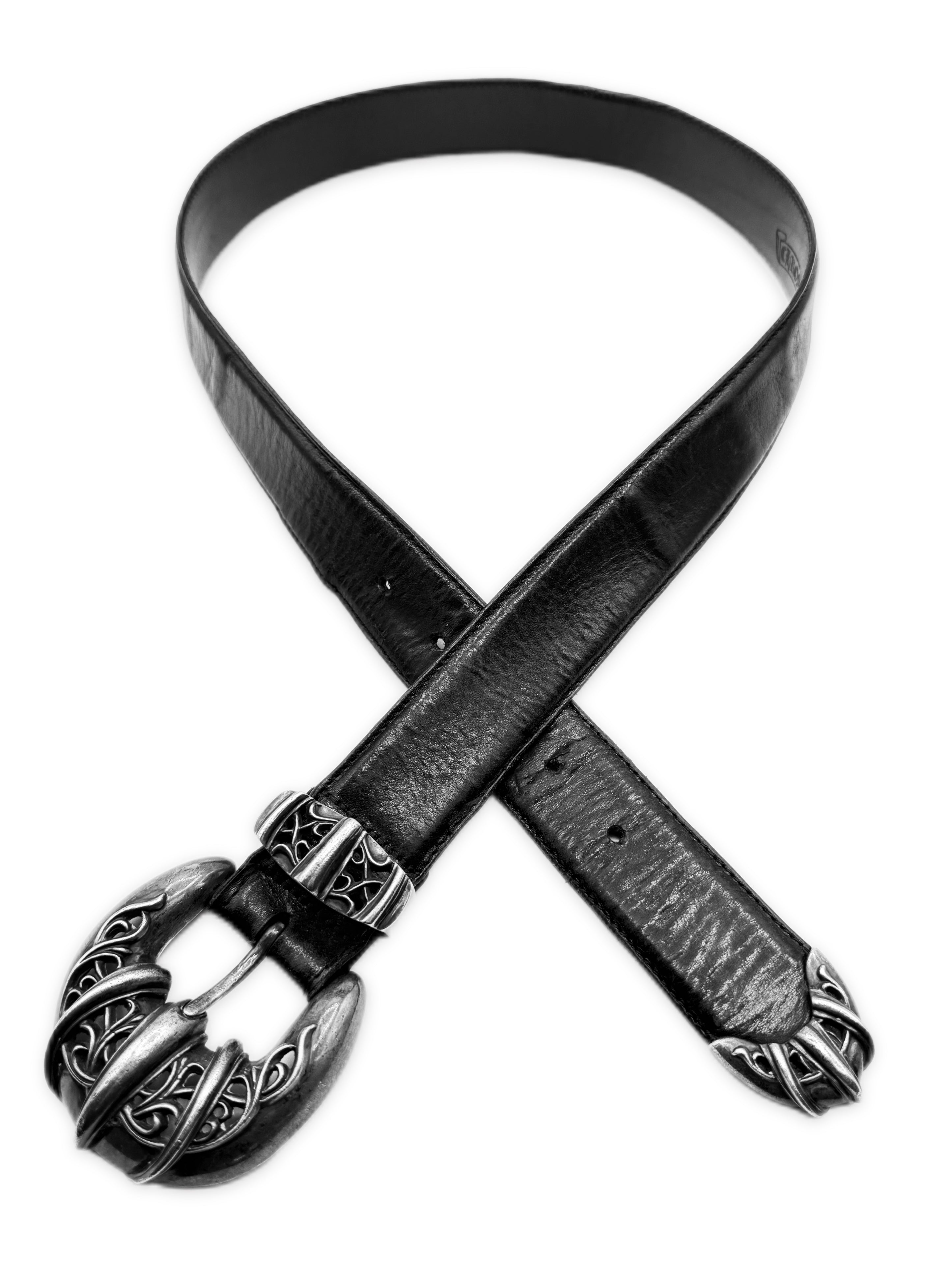 Chrome Hearts 3 Piece Talon .925 Silver Western Black Leather Belt