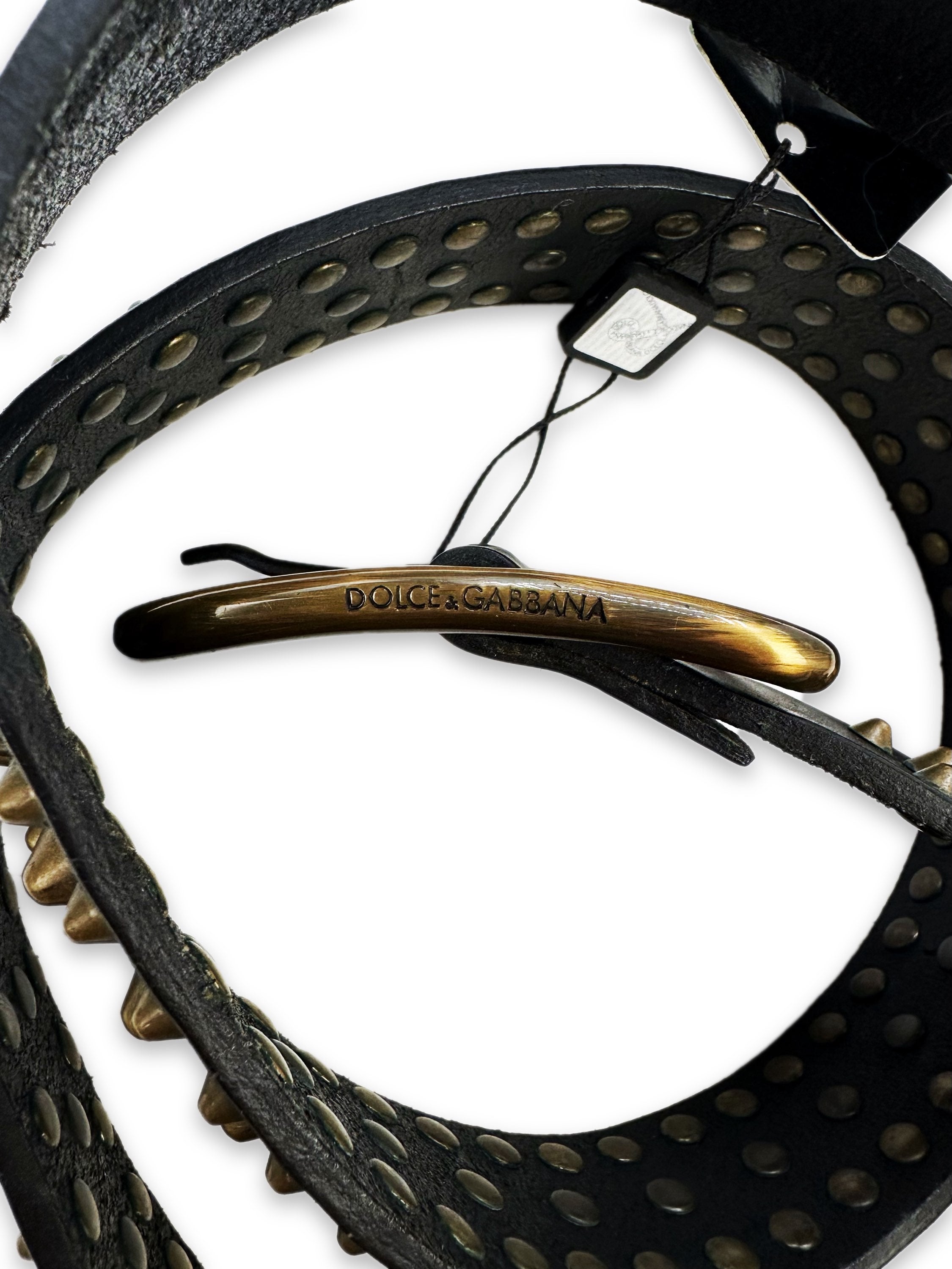 00s Dolce & Gabbana ‘Studded’ Black Leather Belt