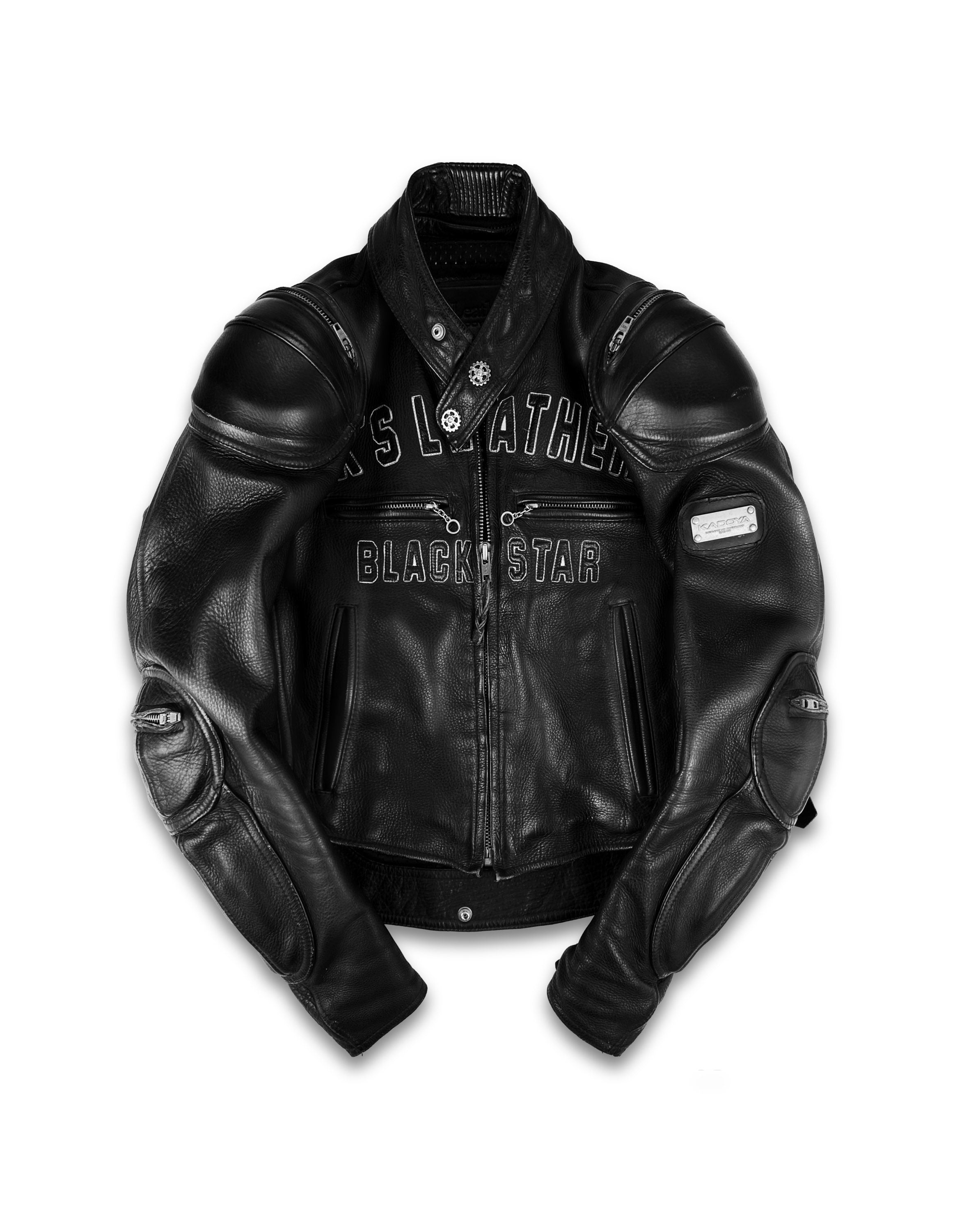 00s Kadoya ‘Star’ Armoured Black Leather Biker Jacket