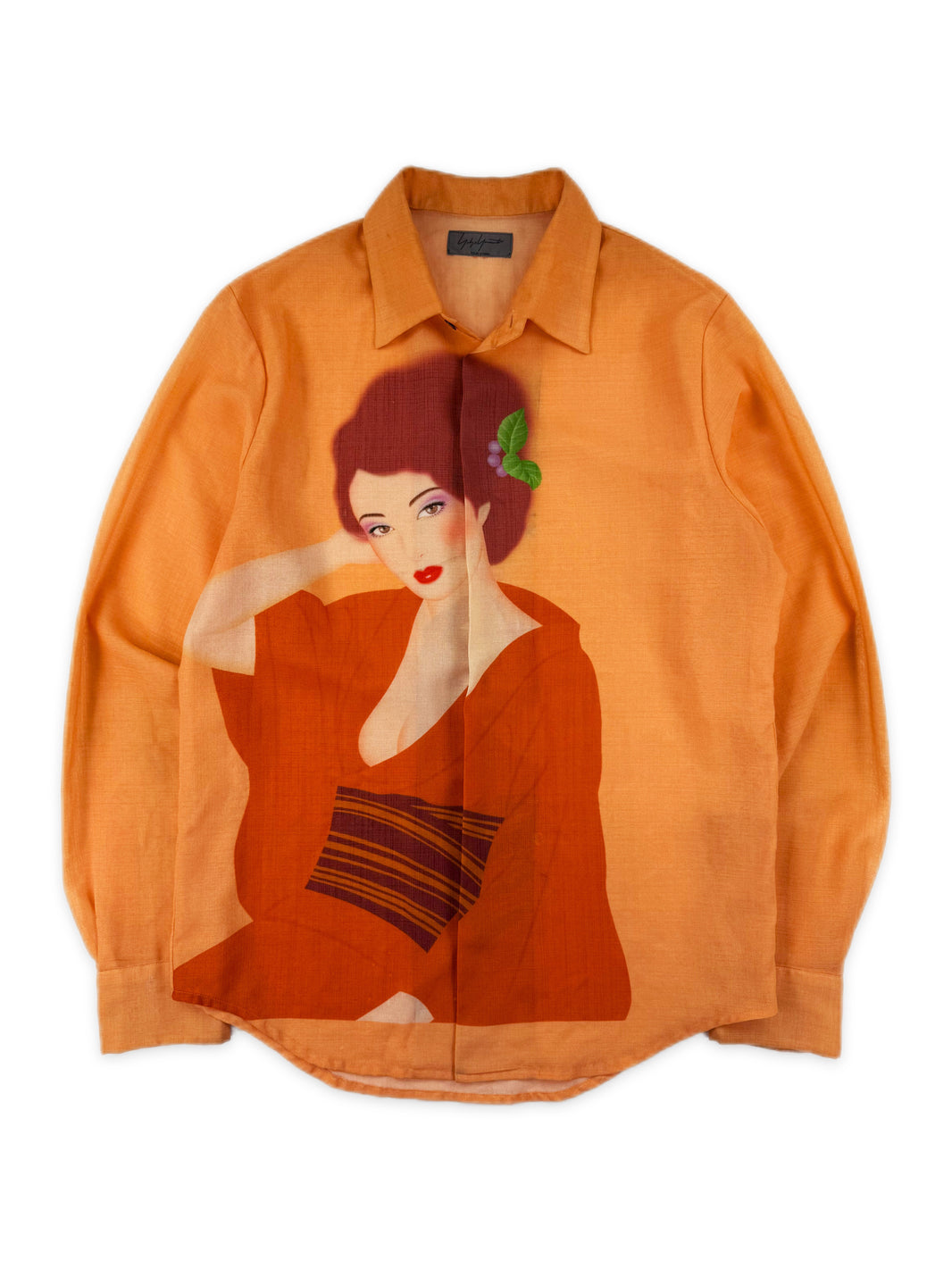 SS02 Yohji Yamamoto Homme Saeko Orange Pin Up Button Long Sleeve 🍊