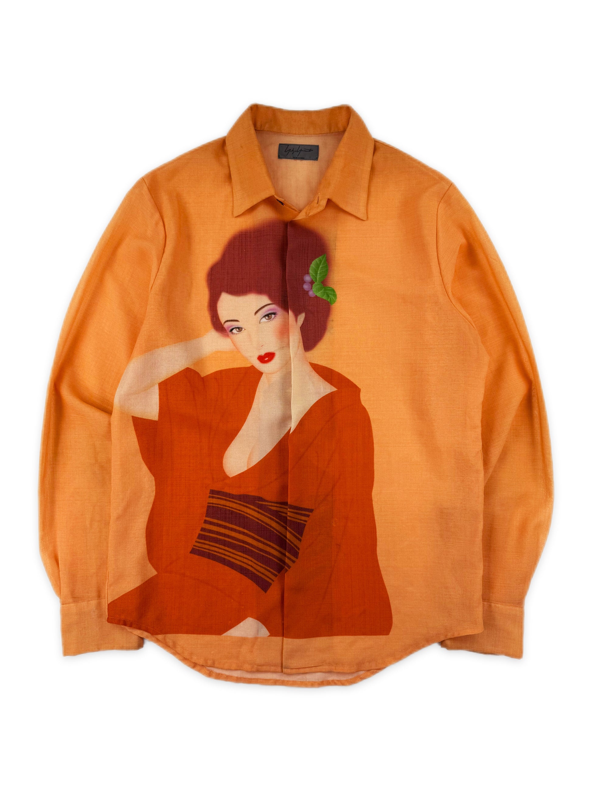 SS02 Yohji Yamamoto Homme Saeko Orange Pin Up Button Long Sleeve 🍊