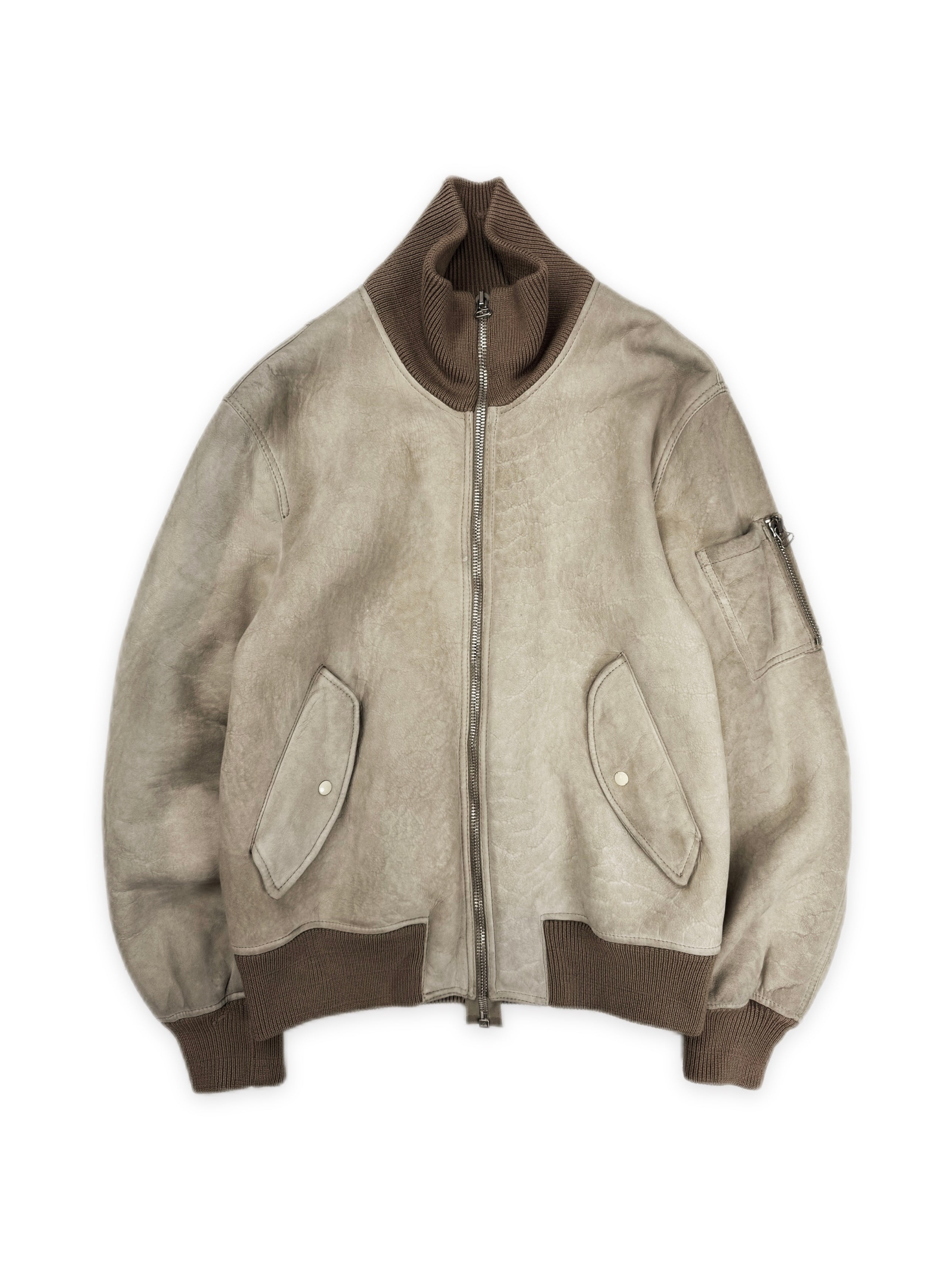 00s Helmut Lang SAMPLE Univox Shearling Lined Lambskin Bomber Jacket