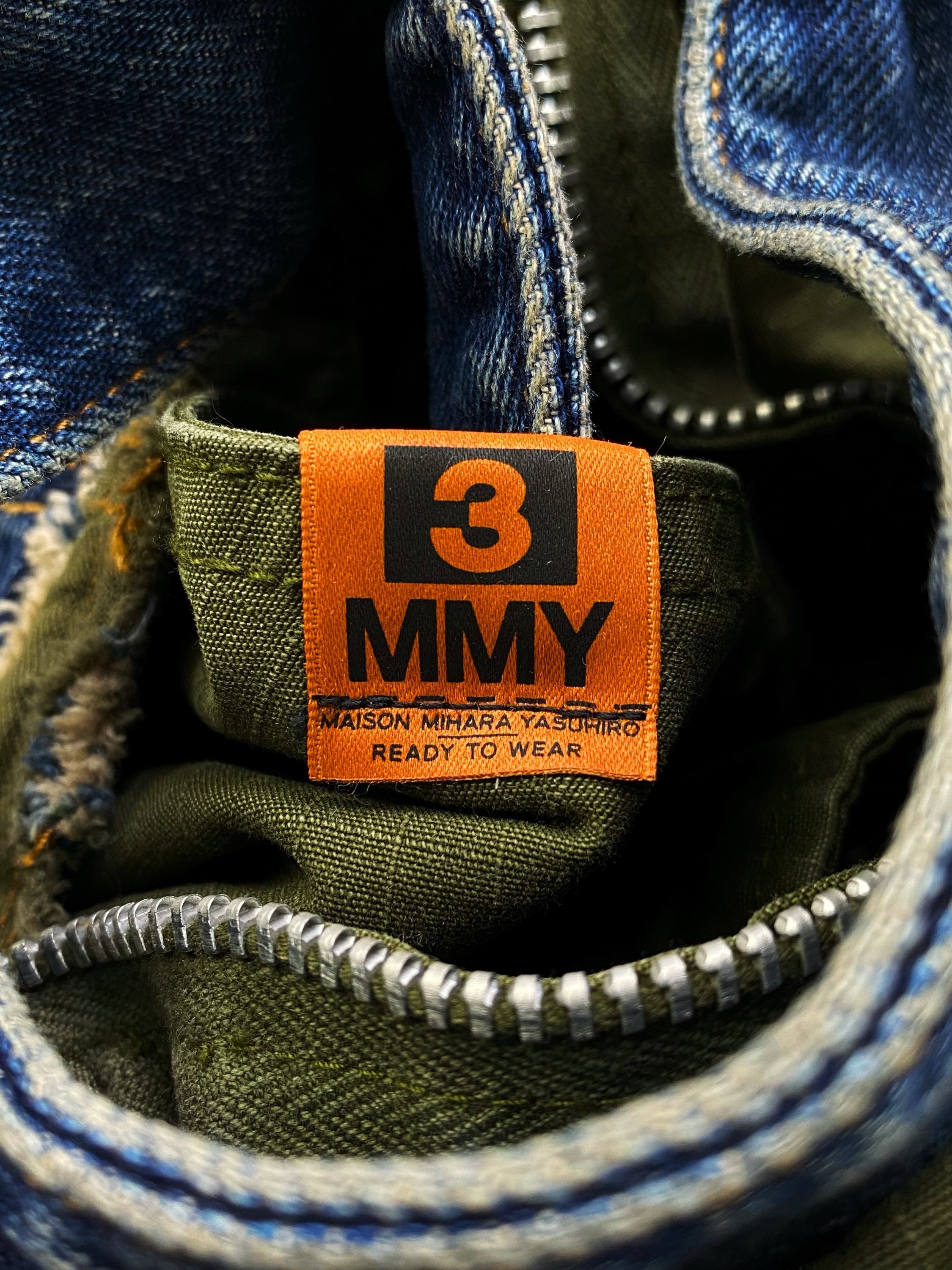 AW21 Mihara Yasuhiro ‘Hybrid’ Split Denim Distressed Cargo Pants