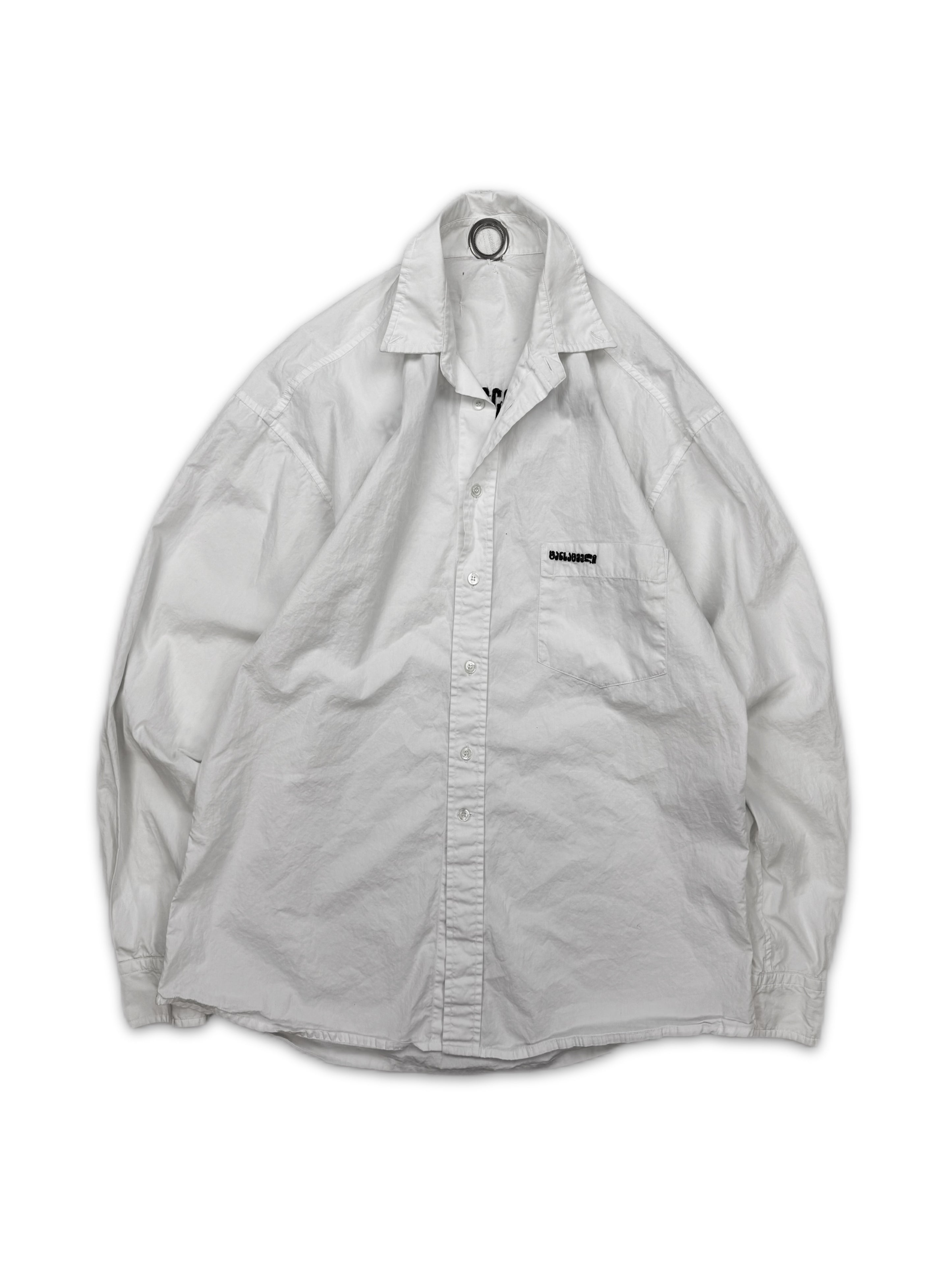 AW19 Vetements ‘Forgive Us’ Embroidered Button Up Shirt
