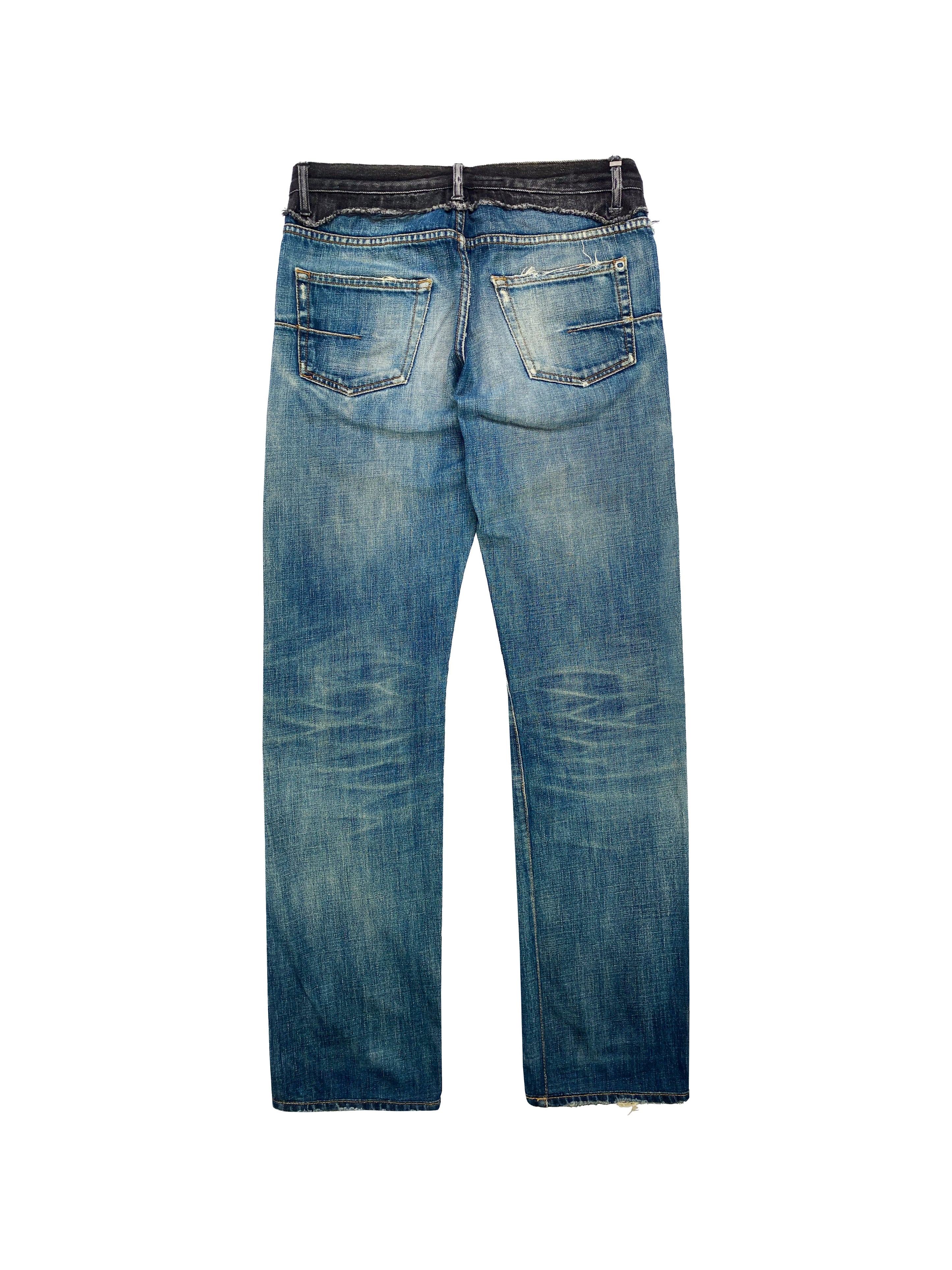 AW06 Dior “Cummerbund” Distressed Hybrid Denim