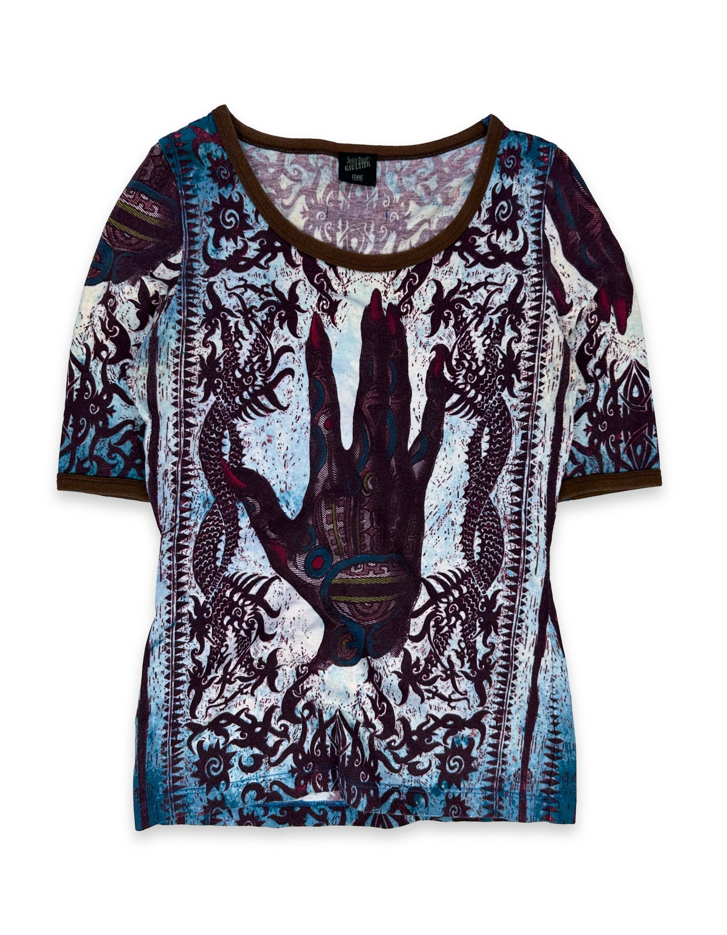 90s Jean Paul Gaultier ‘Devil’s Hand’ Gothic Tattoo T-Shirt