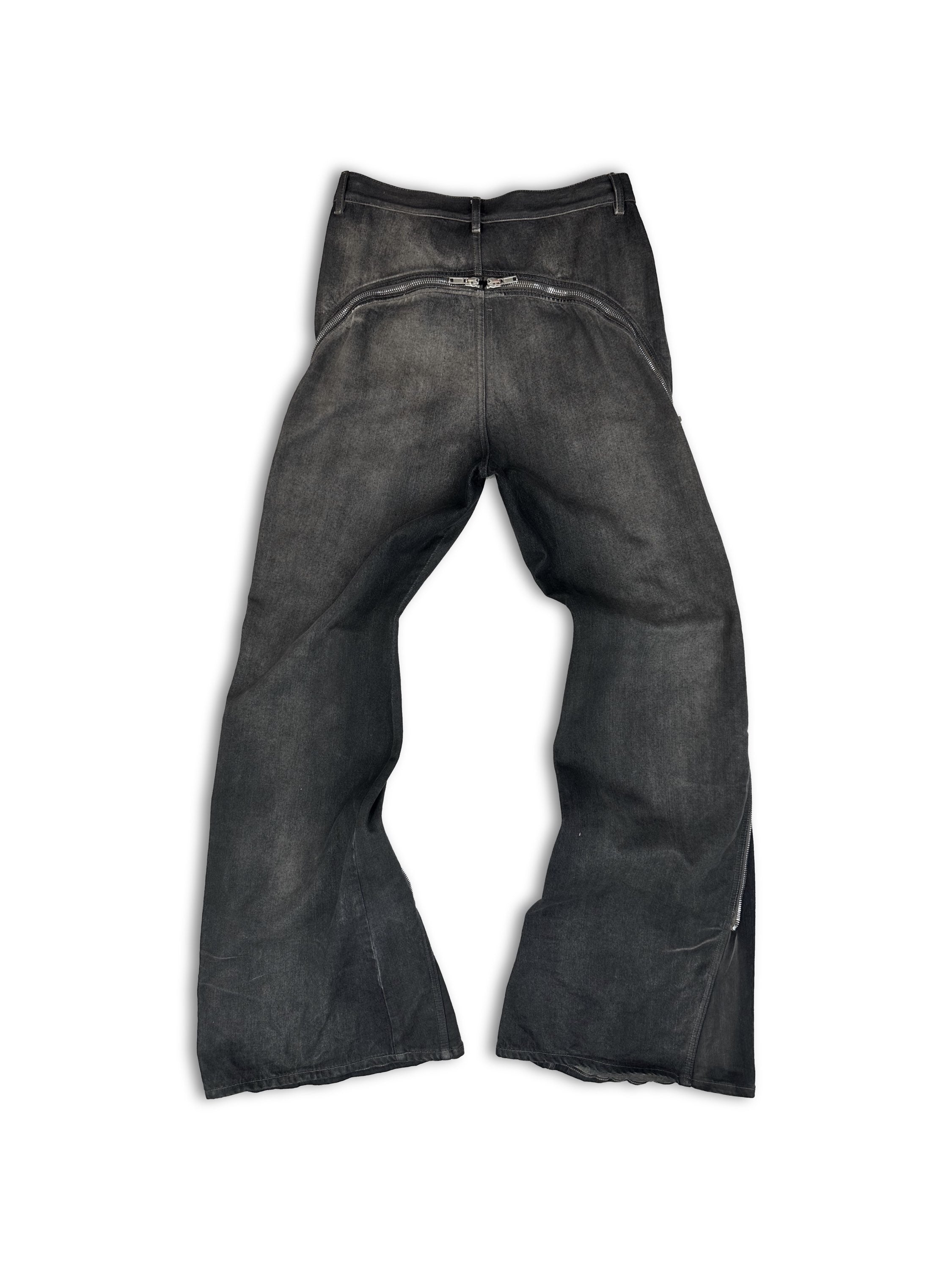 AW22 Rick Owens ‘Bolan’ Banana Flared Zip Dark Dust Denim
